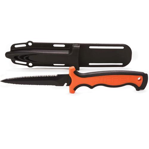 Riffe Wrangler 4.5 Inch Dual Serrated Knife - Premium Diving & Fishing Knife for Underwater Adventures and Outdoor Survival
