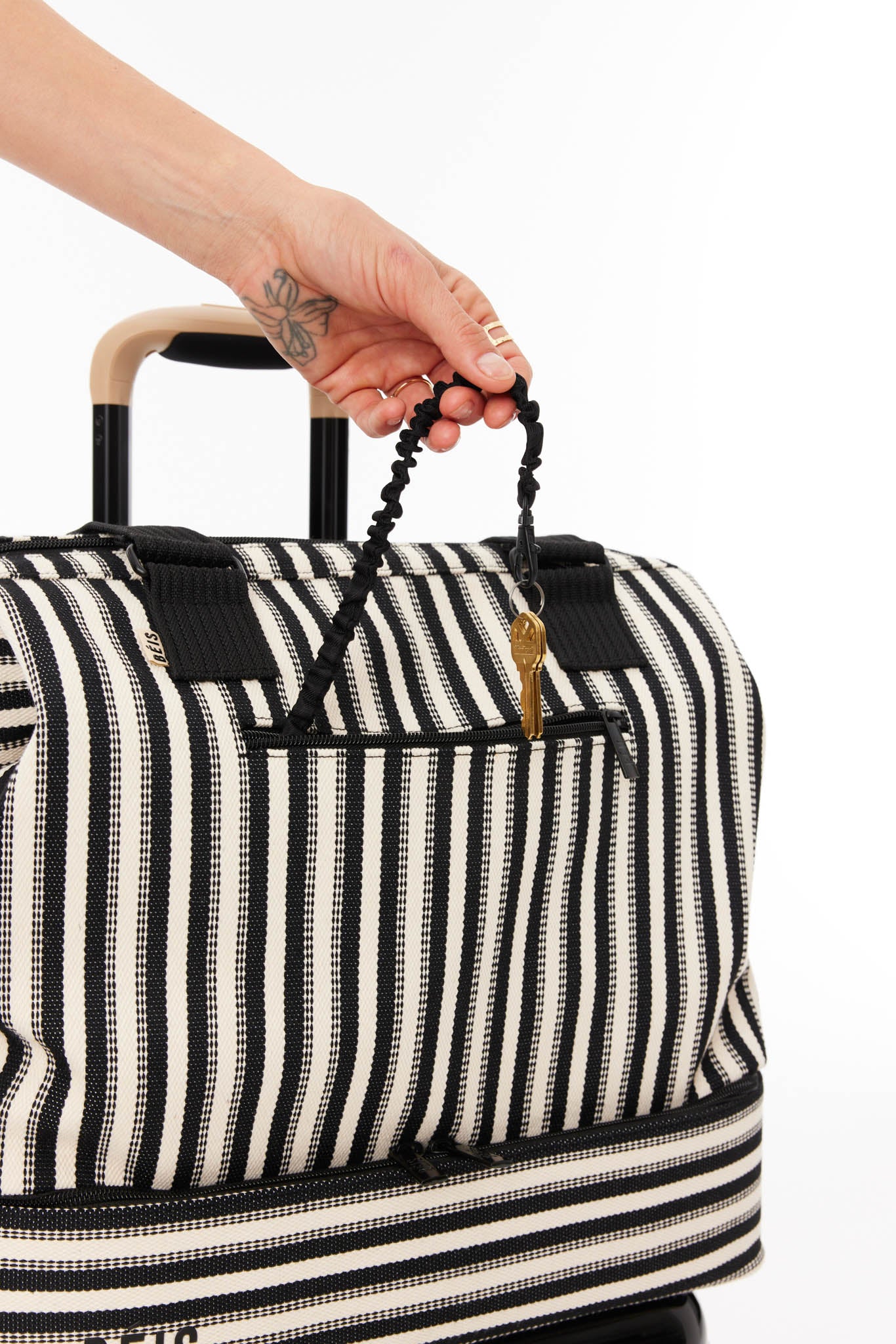 Mini Weekender Bag in Black Stripe - Stylish & Compact Carry-On for Weekend Getaways, Business Trips & Gym Essentials