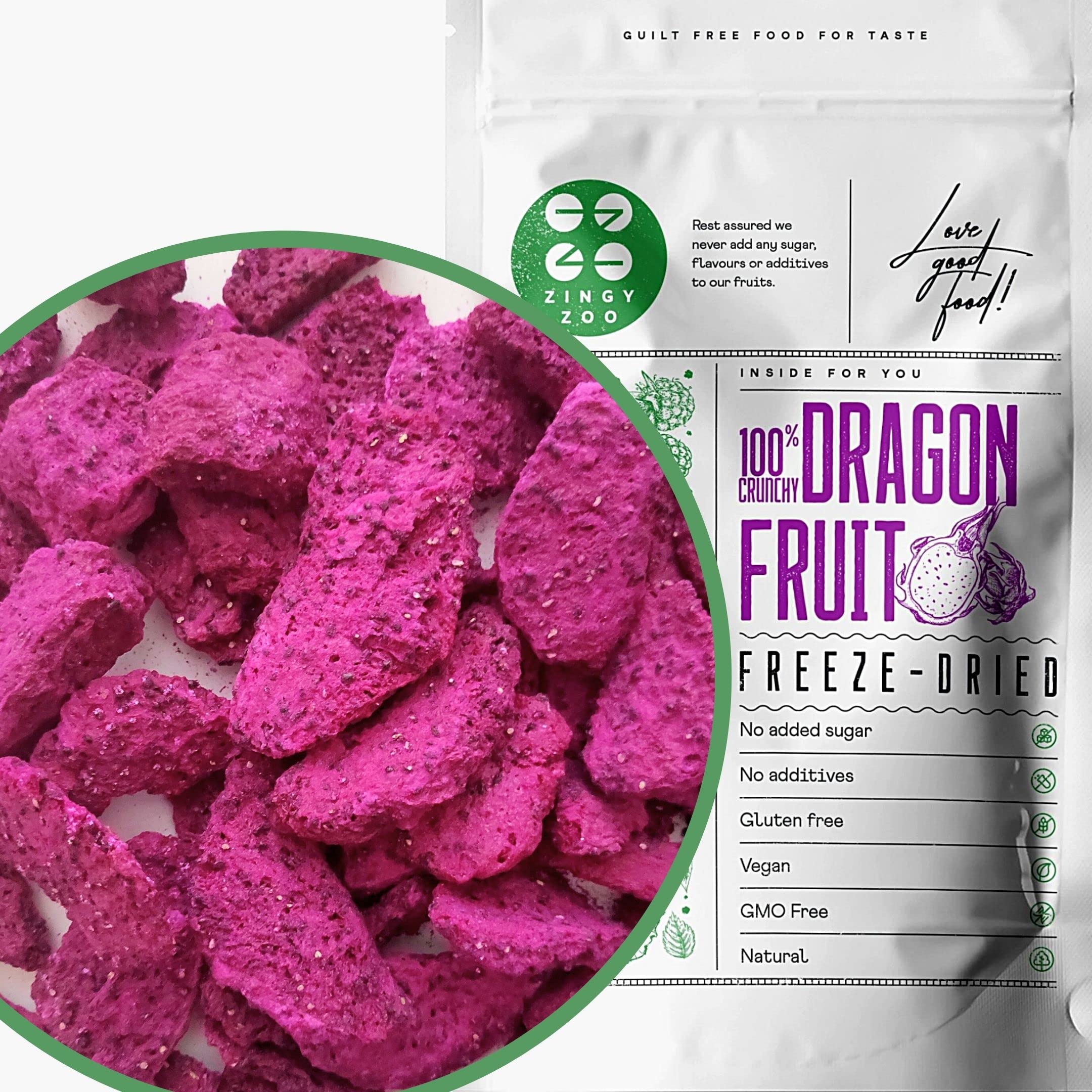 Freeze Dried Dragon Fruit Pitaya - Natural No Sugar Added - for Pink Matcha & Smoothies (100g)