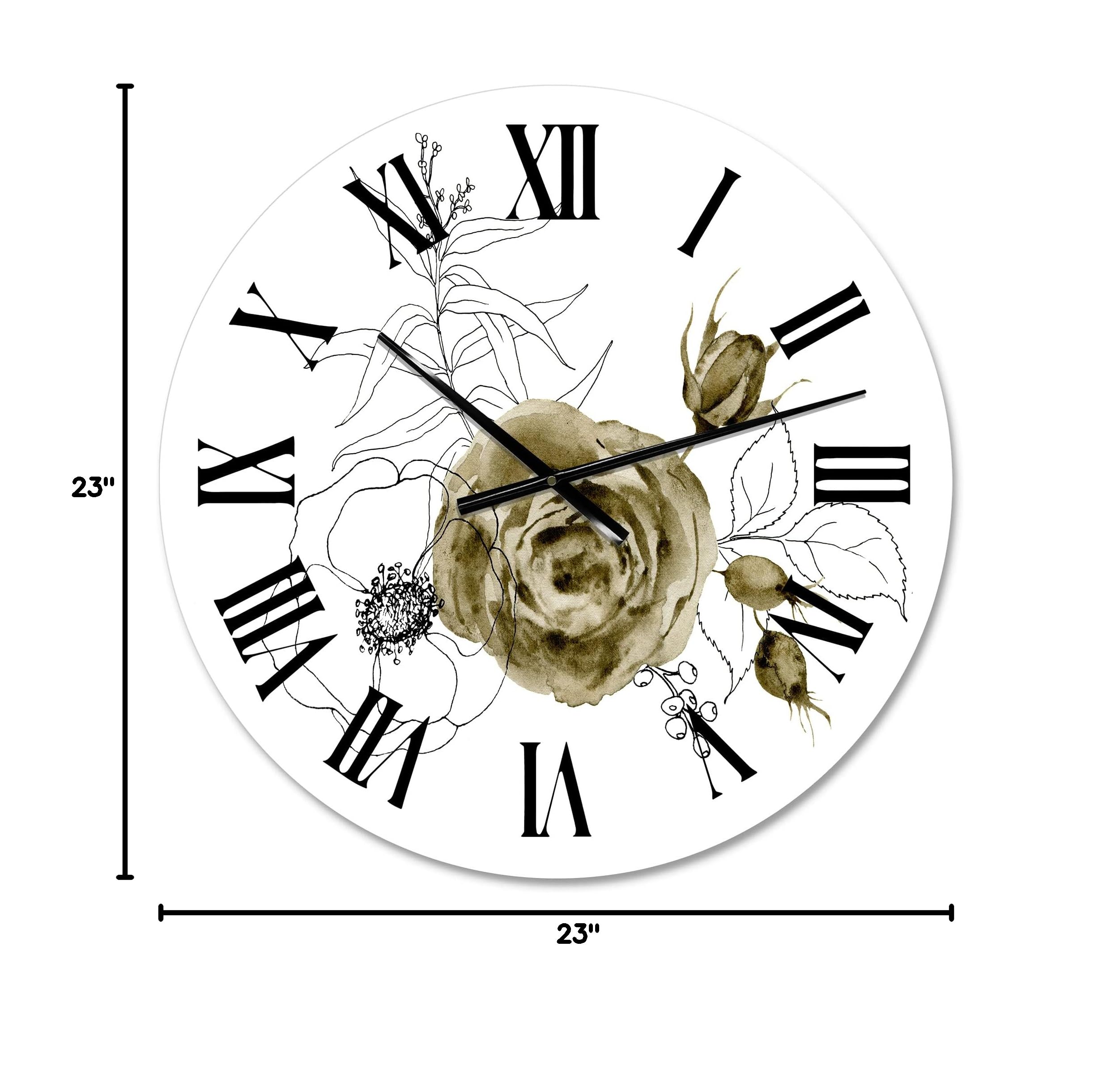 Anemone Bouquet & Eucalyptus Wall Clock - Large Floral Botanical Decor for Living Room, Bedroom, Office | Silent Non-Ticking Modern Home Décor