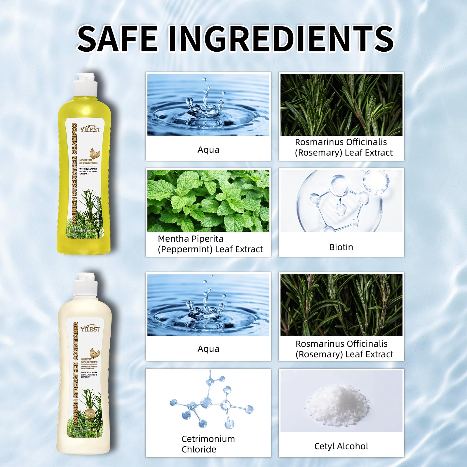 Rosemary Hair Growth Shampoo & Conditioner Set for Men & Women - Strengthening Treatment for Thicker, Longer Hair | Natural Rosemary Mint Formula for Thinning Hair & Hair Loss Prevention | Perfect for Daily Hair Care & Scalp Nourishment