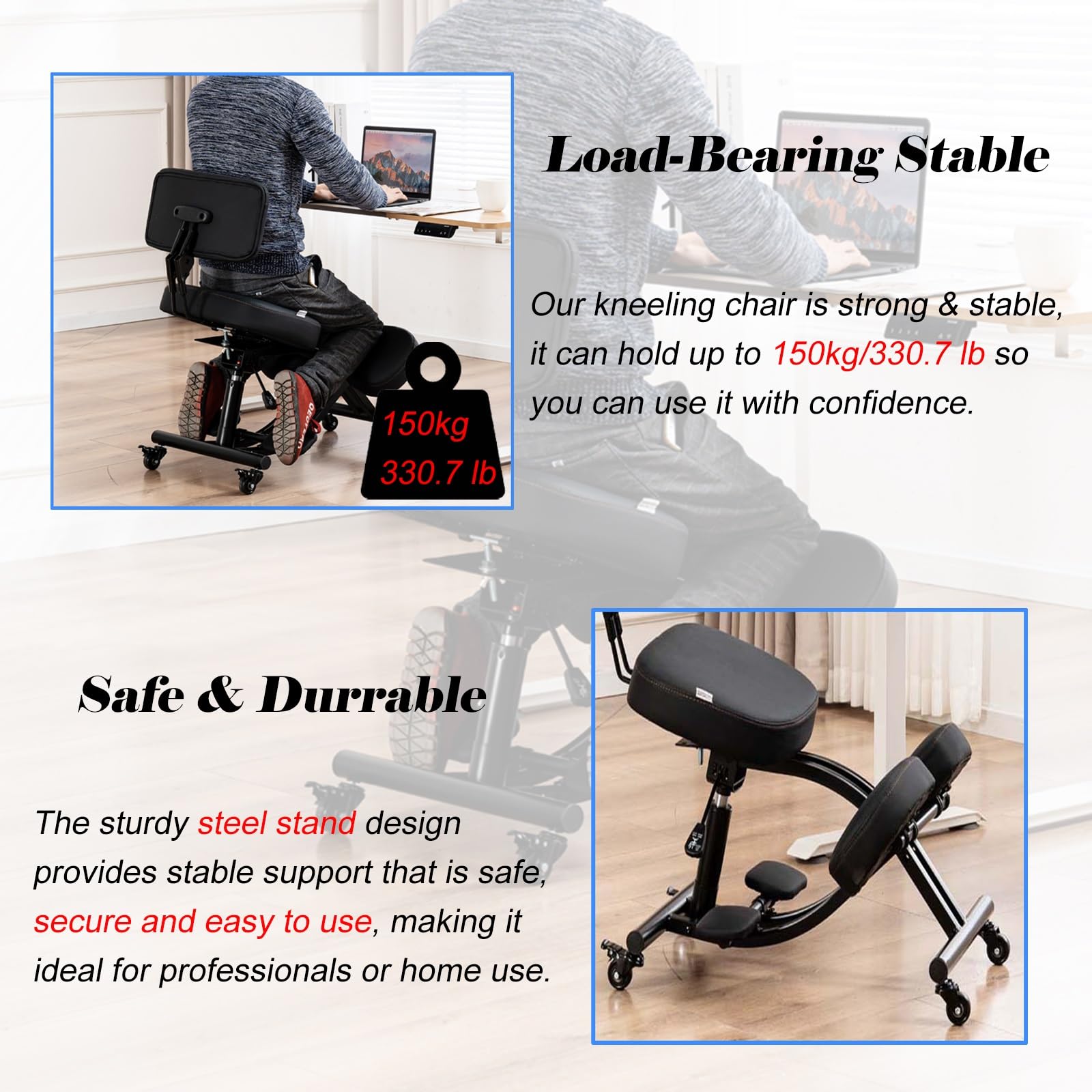 Adjustable Height Ergonomic Kneeling Chair with Wheels, Backrest & Foot Pedals - Mobile Cross-Legged Posture Support for Home Office, Yoga & Meditation | Perfect for Remote Workers, Gamers & Back Pain Relief