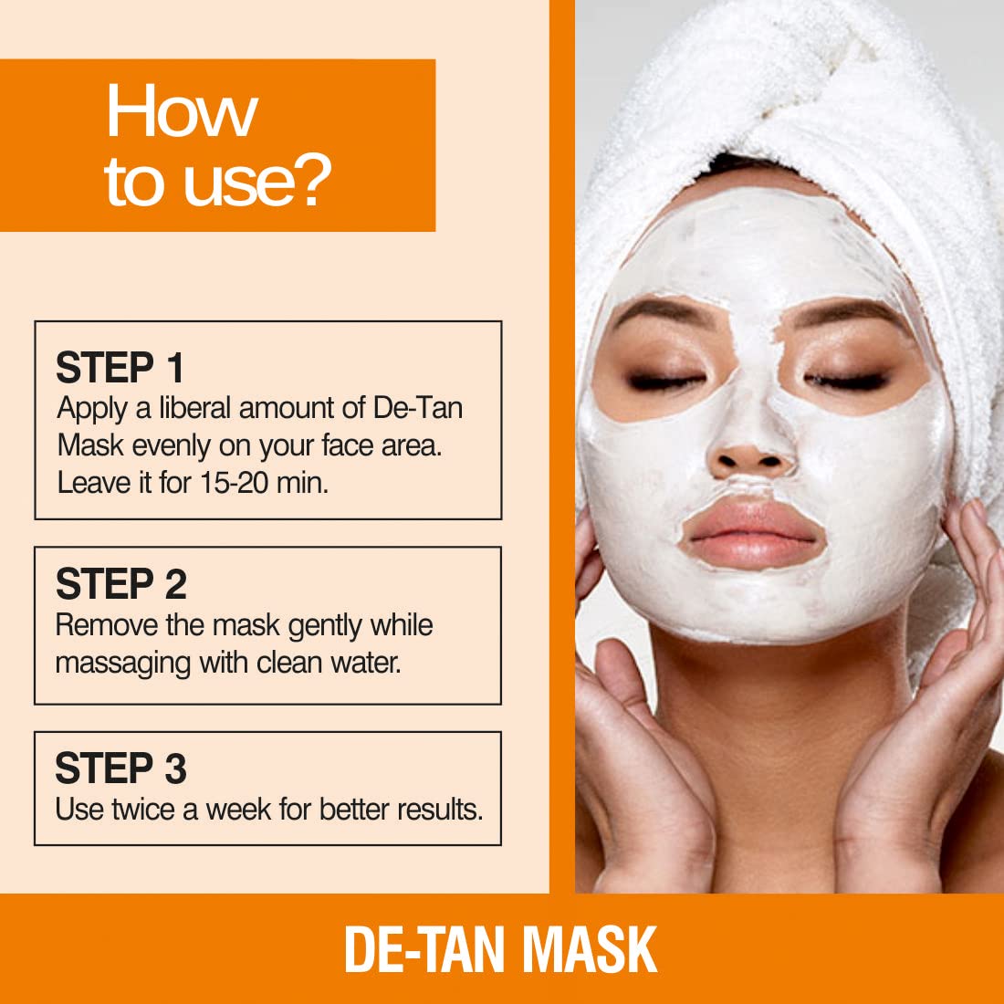 Nuerma Science De Tan Face Mask Cream - Tan Removal & Instant Whitening for Brighter Skin (100ml) - Perfect for Post-Sun Care & Glowing Complexion