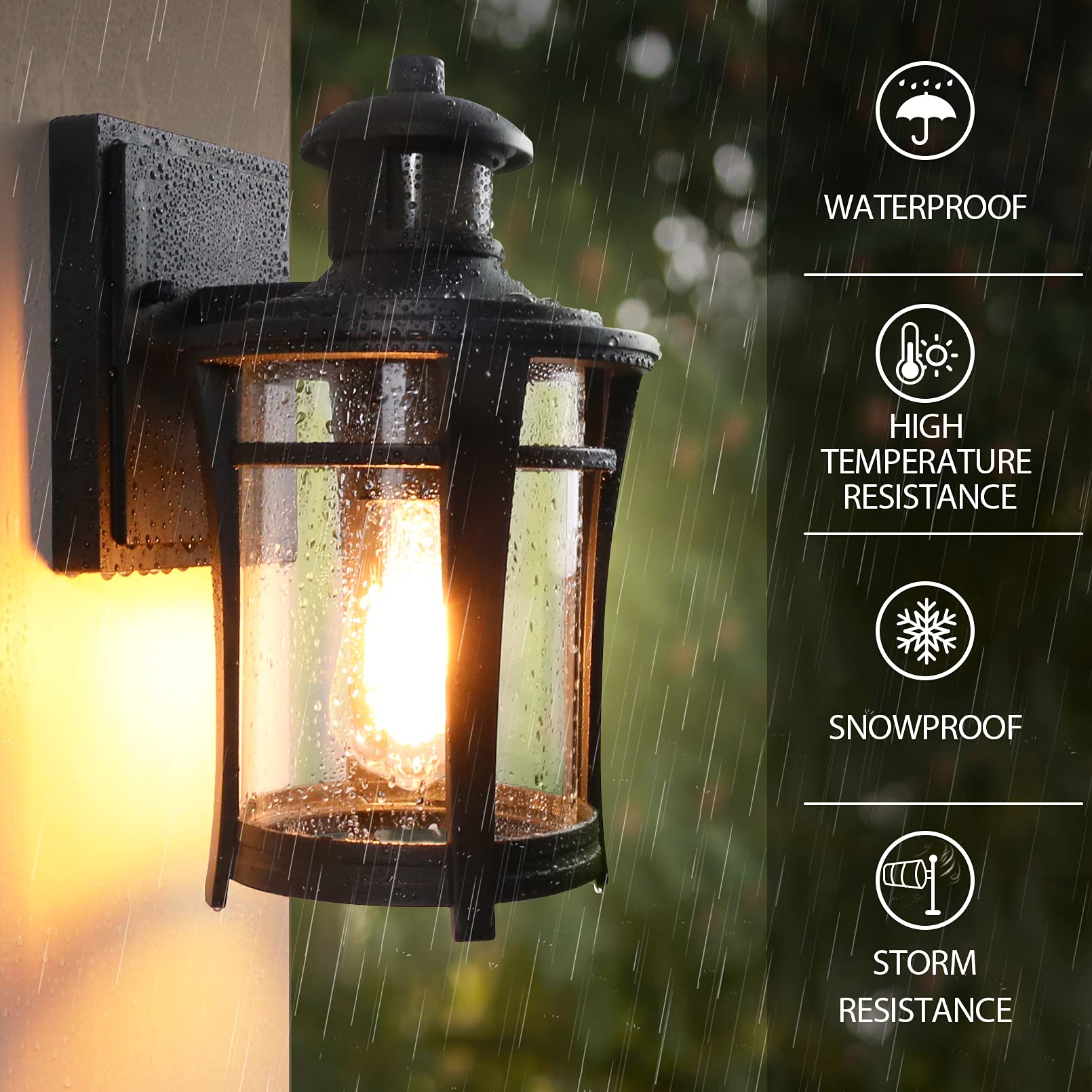 2-Pack Motion Sensor Outdoor Lights - Dusk to Dawn Porch Lighting with 3 Modes, Waterproof Aluminum Wall Lantern for House Entryway - Perfect for Front Door, Garage, Patio, and Backyard Security Lighting