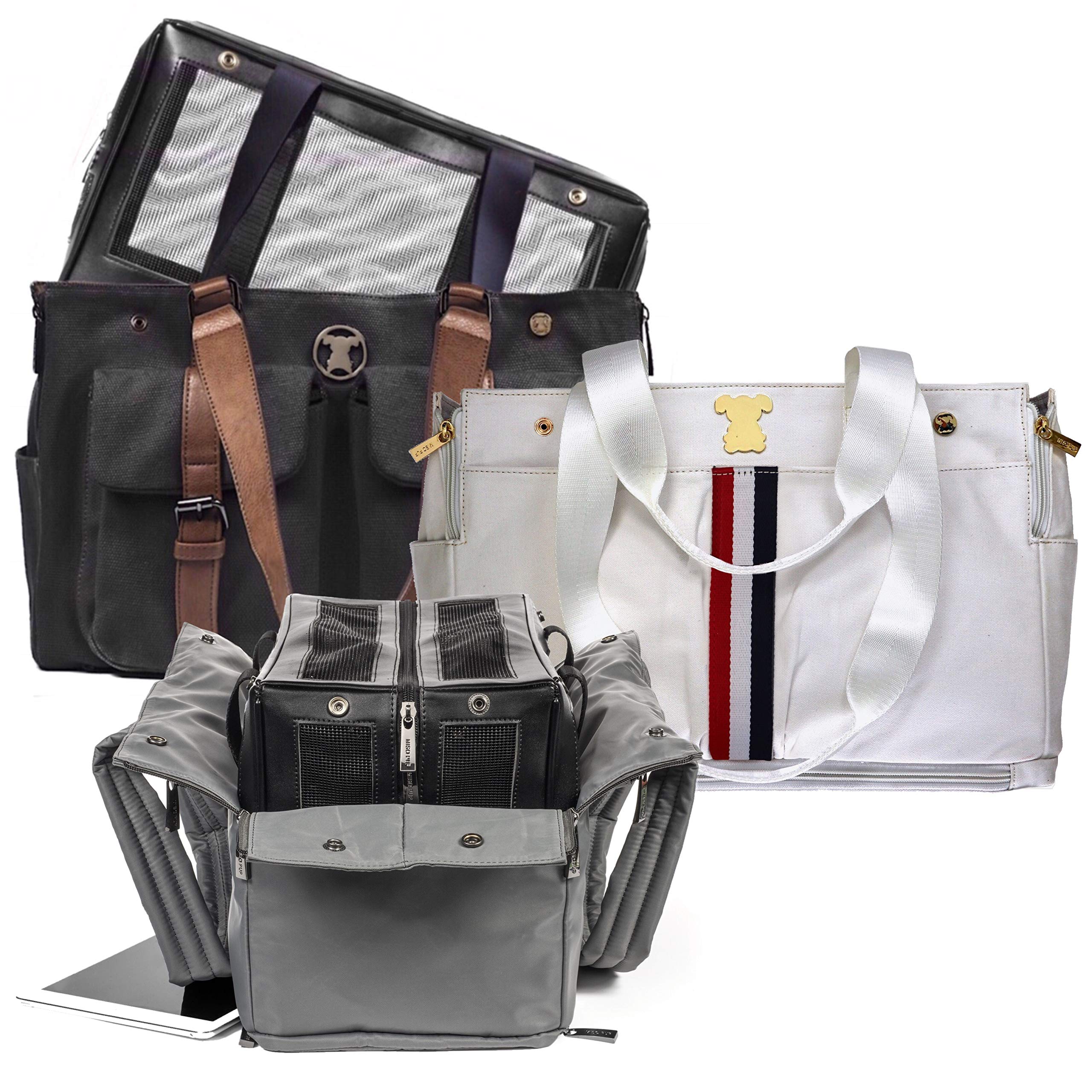 Interchangeable Shell Tote Pet Carrier - Black Canvas Weekend Travel Bag for Dogs & Cats | Compatible with Base Carrier Only | Perfect for Air Travel, Road Trips & Vet Visits