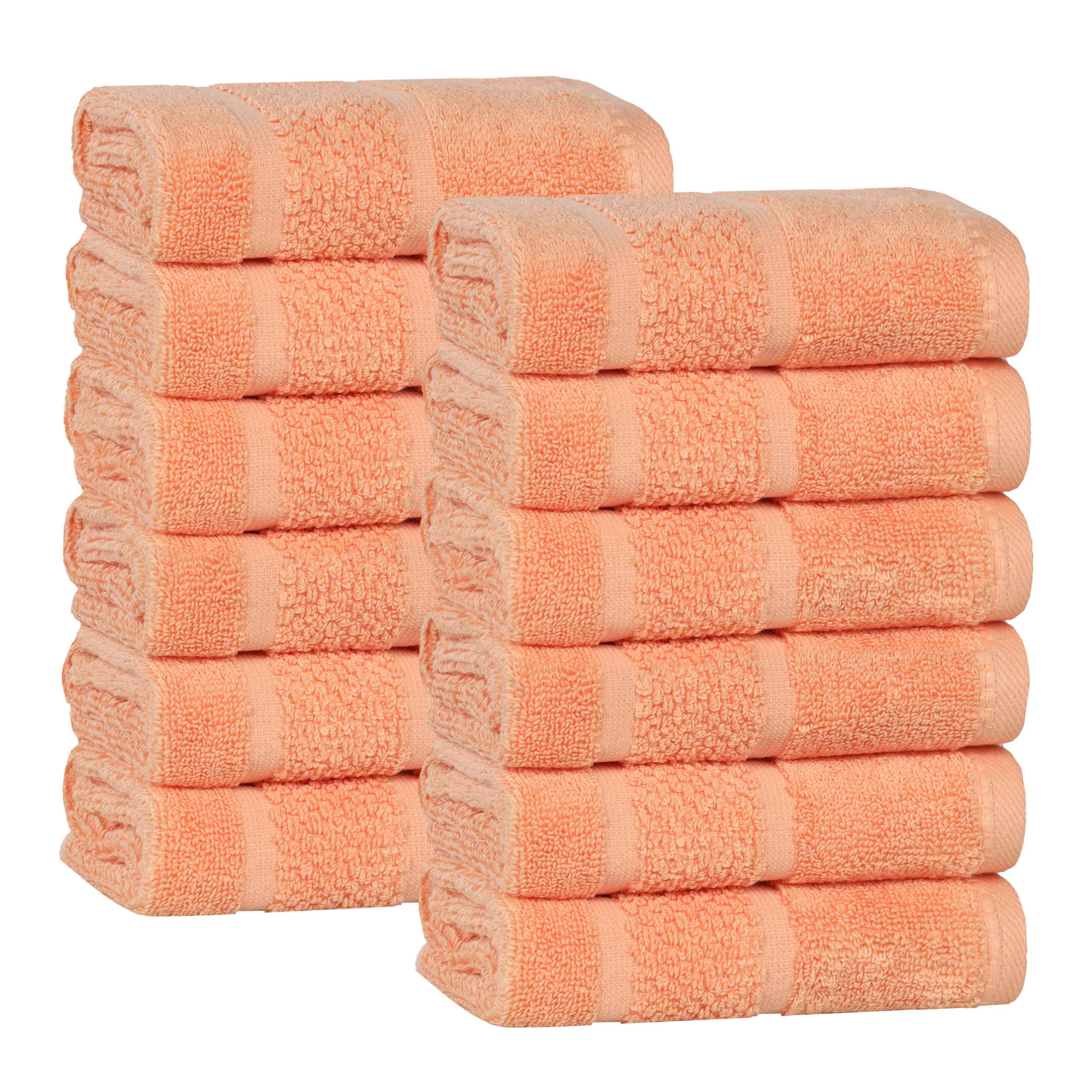 Premium 12-Pack Mile Smart Twist Cotton Medium Weight Face Towels | Soft & Absorbent Bath Towels for Spa, Gym & Travel | Solid Color Home Essentials