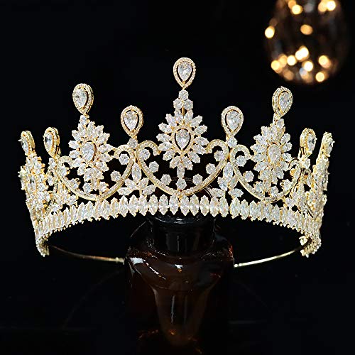 Jorsnovs Elegant Full Cubic Zirconia Wedding Tiara - Royal Queen Crown for Women & Girls | CZ Bridal Hair Jewelry for Prom, Pageant & Special Occasions | Perfect for Weddings, Parties & Formal Events