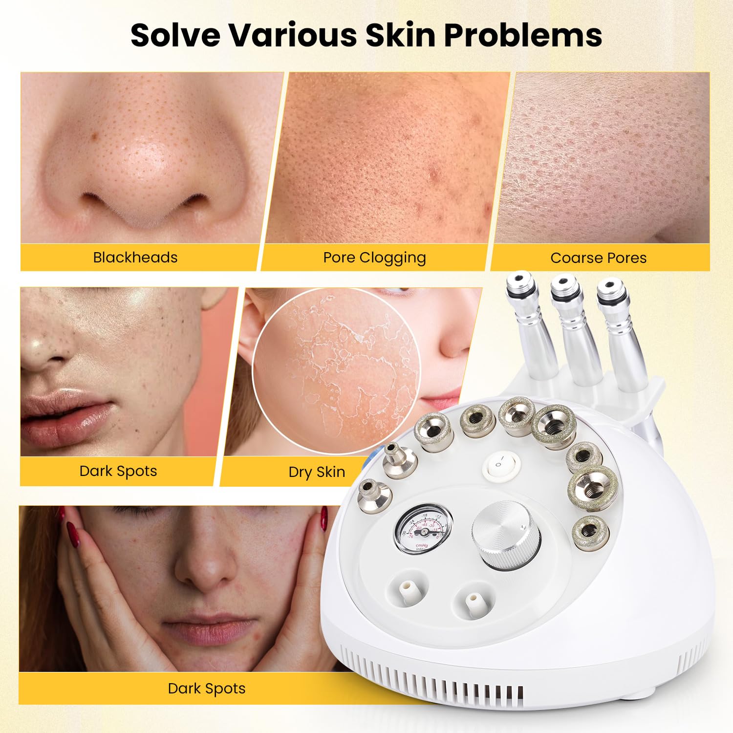 Professional 4-in-1 Diamond Microdermabrasion Machine with Skin Scrubber - At-Home & Salon Facial Exfoliation Device for Glowing Skin - Perfect for Anti-Aging, Blackhead Removal & Skin Rejuvenation
