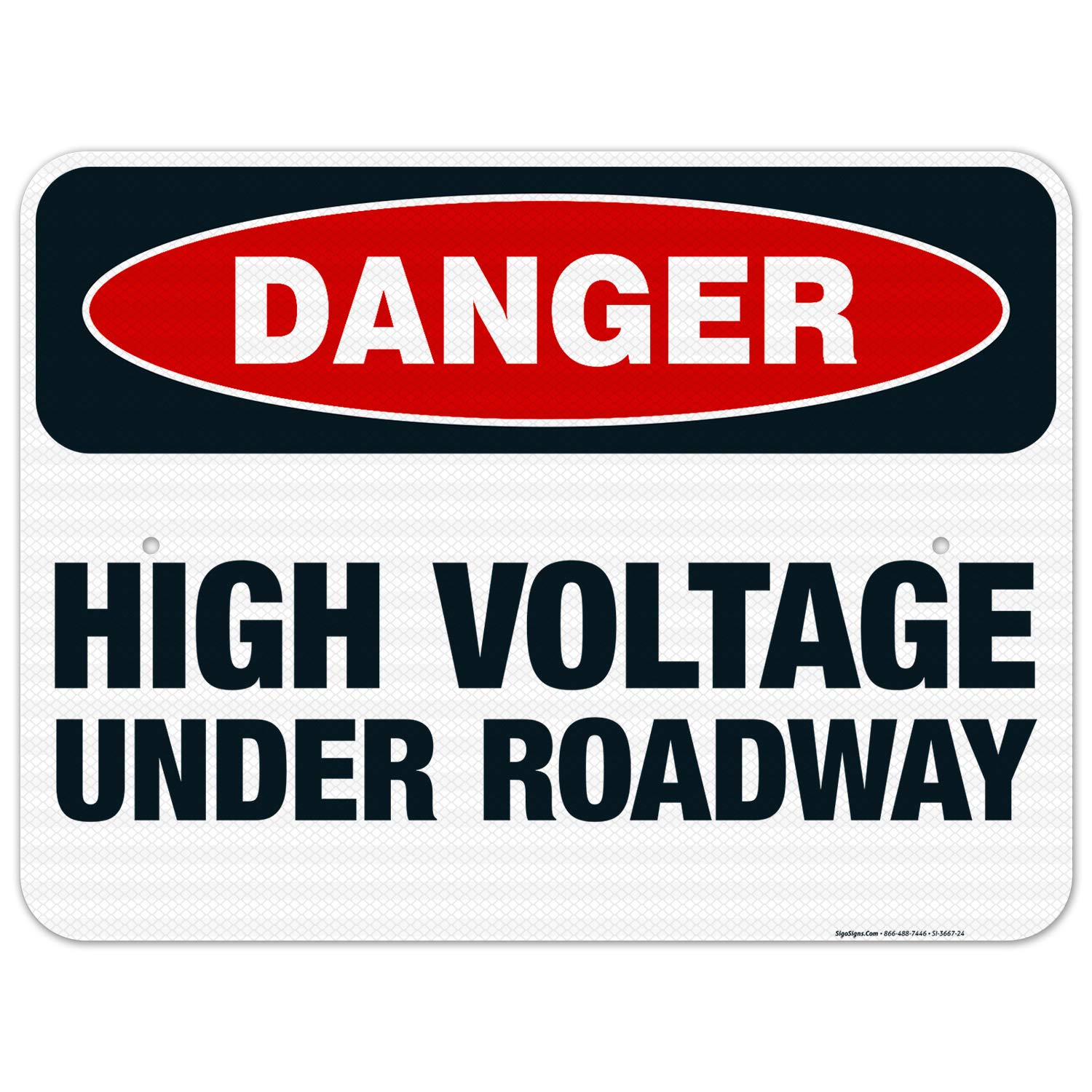 High Voltage Under Roadway Sign - OSHA Danger Sign 18x24 Inches | 3M EGP Reflective .080 Aluminum | Fade Resistant for Indoor & Outdoor Use | Made in USA | Perfect for Construction Sites, Road Work Zones & Utility Areas