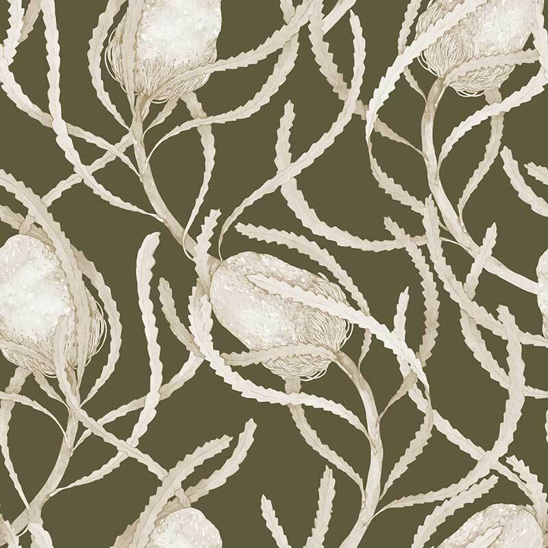 Banksia Mono Wallpaper - Premium Peel and Stick Wallpaper for Home Decor - Perfect for Living Room, Bedroom & Office