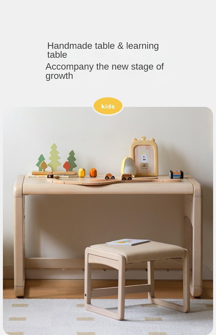 Handmade Solid Birch Wood Children's Writing Desk - Kids Study Table for Home & Classroom Learning Activities