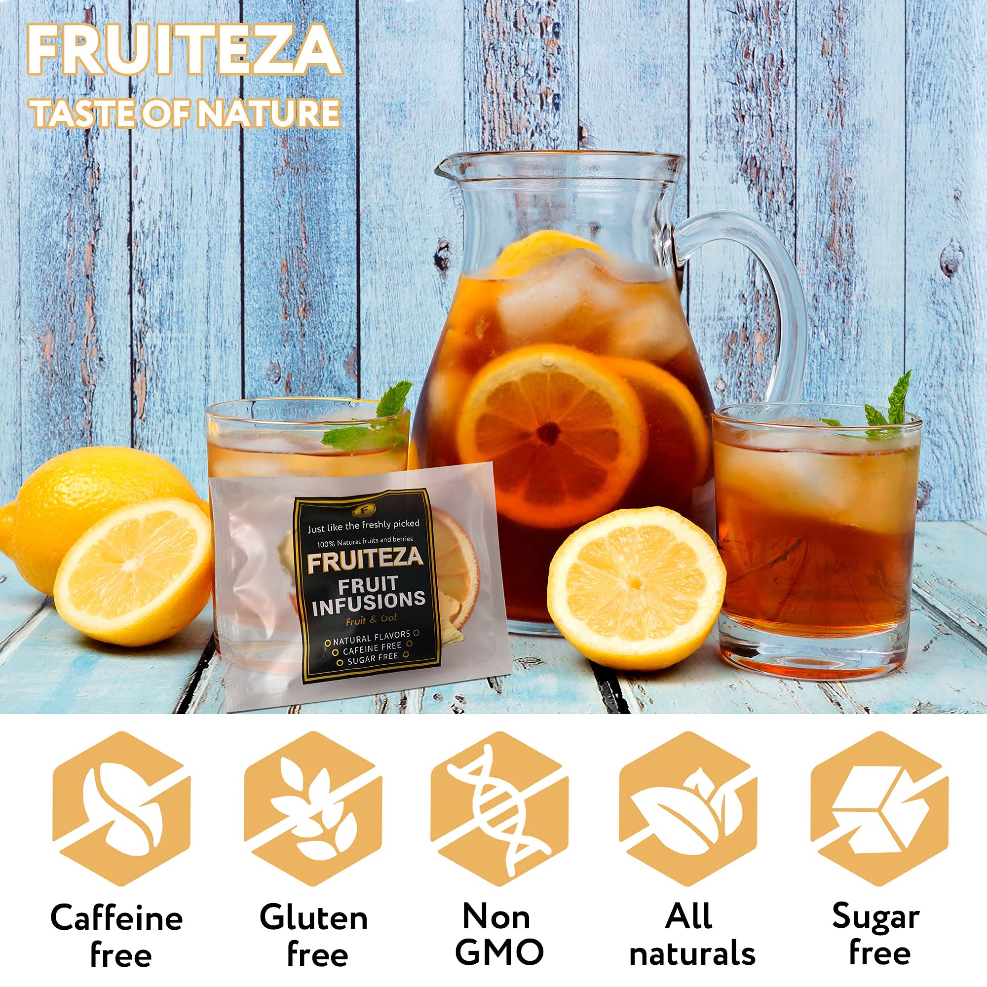 Fruiteza Cold Brew Fruit Infusion Sampler - Tropical Flavored Herbal Tea Bags, Caffeine-Free Iced Tea Variety Pack, Natural Water Flavoring for Refreshing Summer Drinks, Office Hydration & Healthy Lifestyle