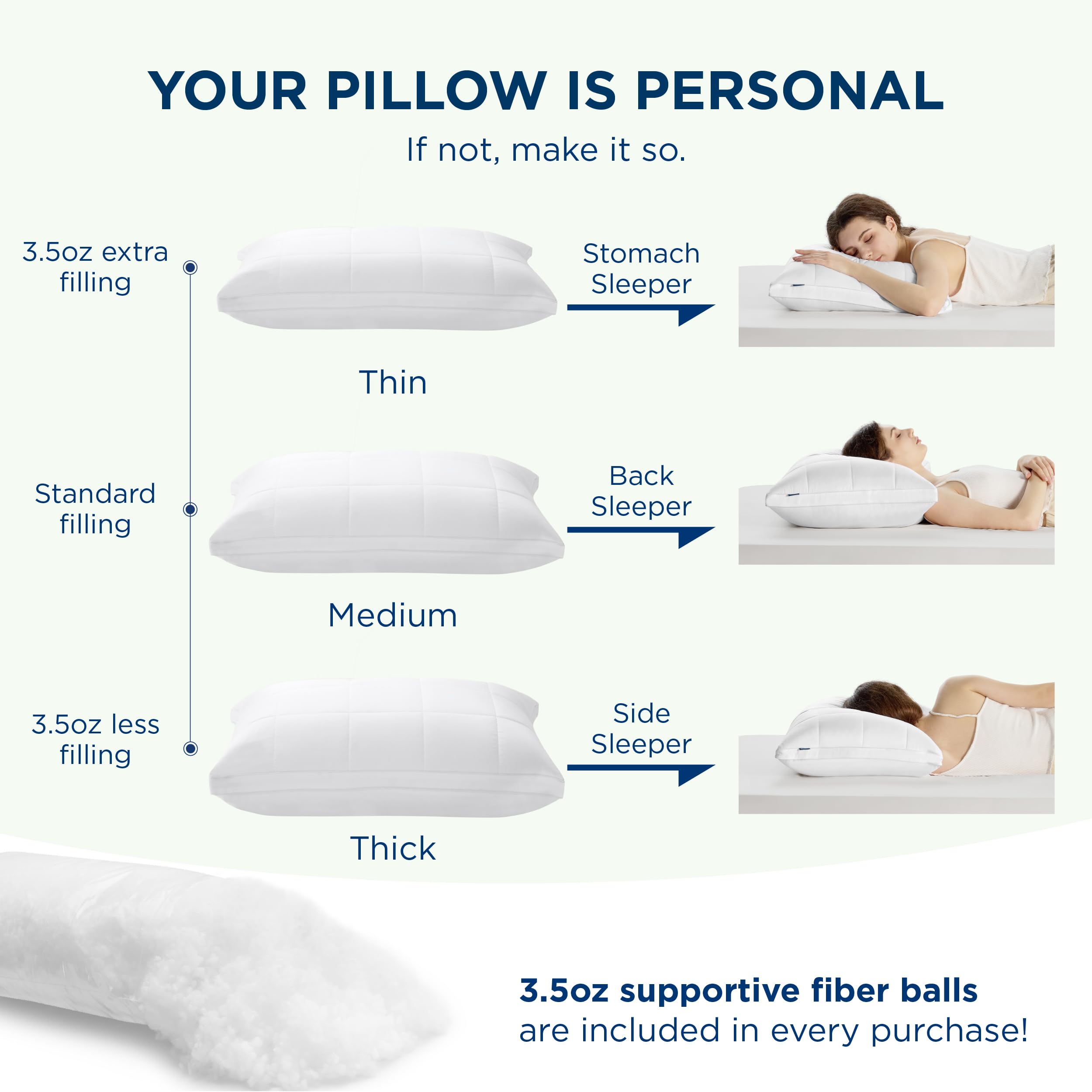Bedsure Queen Pillows Set of 2 - Cooling Bamboo Cover for Side & Back Sleepers