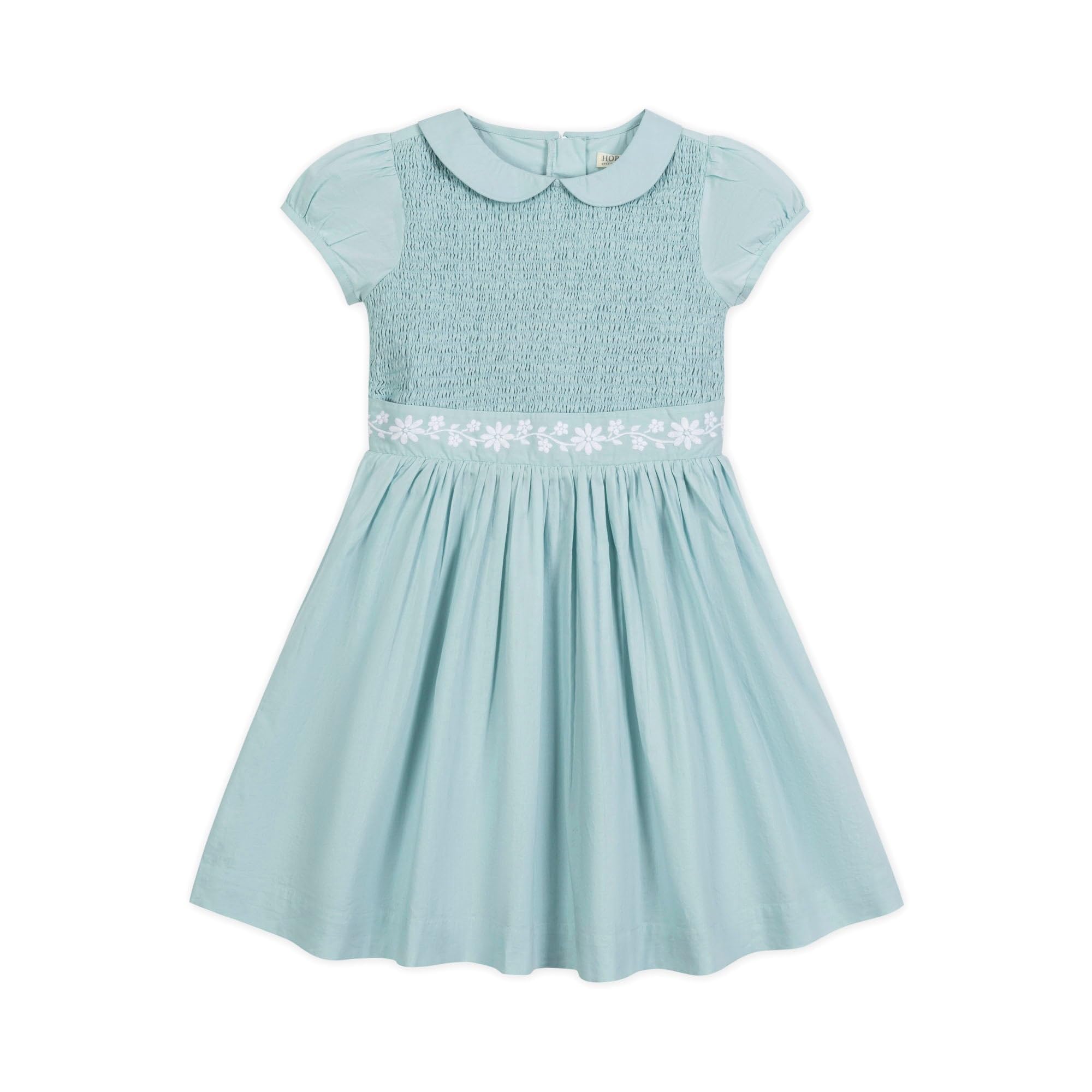 Hope & Henry Baby Girl's Woven Short Sleeve Peter Pan Collar Dress - Perfect for Spring Outfits, Photo Shoots & Special Occasions