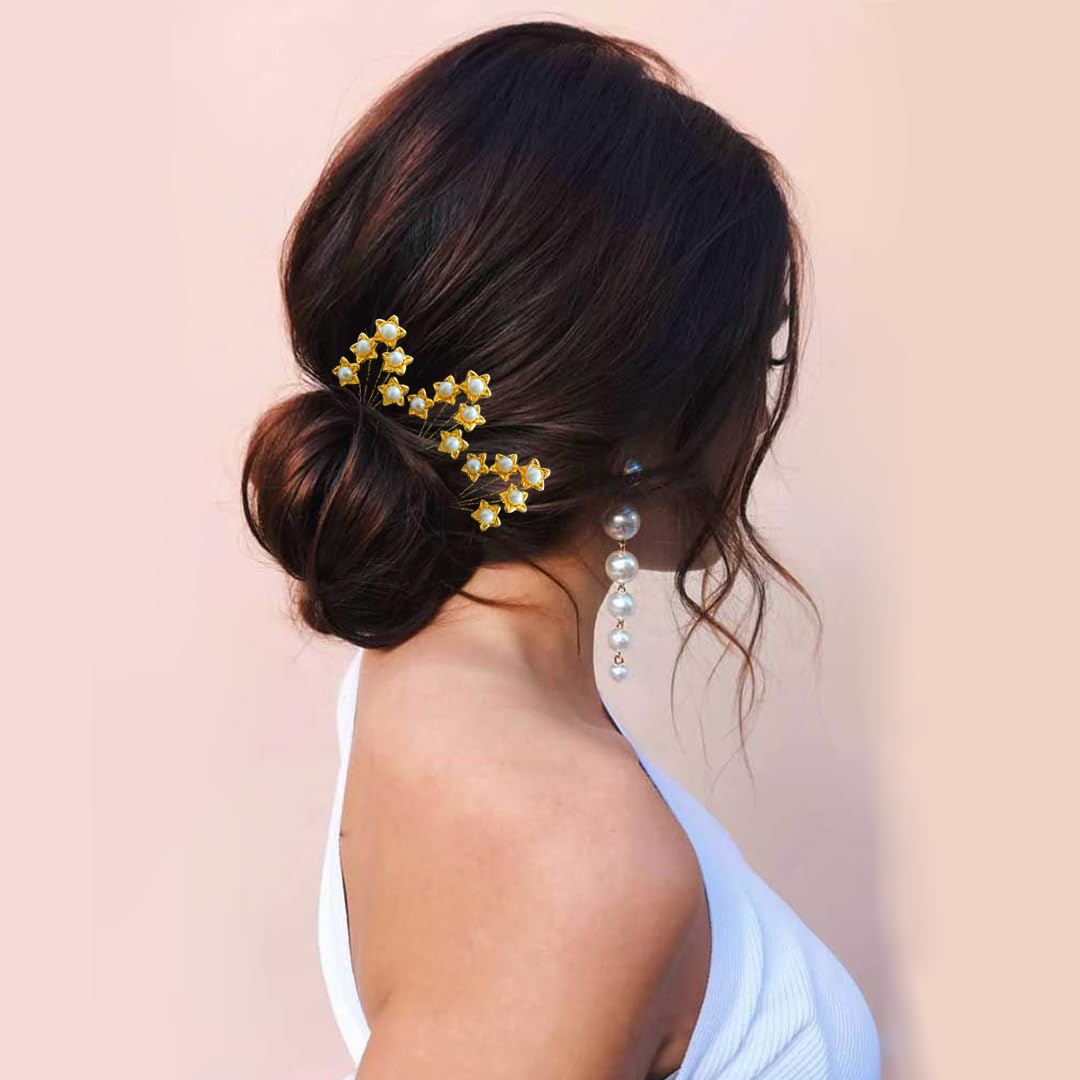 Golden Floral Hair Clips Set of 8 - Elegant Metal Leaf & Flower Hairpins for Women & Girls | Perfect for Weddings, Parties & Everyday Styling