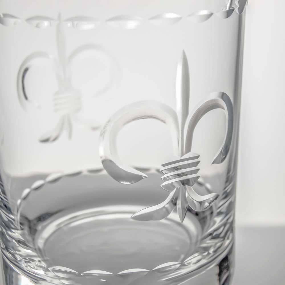 Premium 13oz Fleur De Lis Double Old Fashioned Glasses - Set of 4 | Elegant Whiskey & Cocktail Drinking Glasses for Home Bar, Parties & Gifts