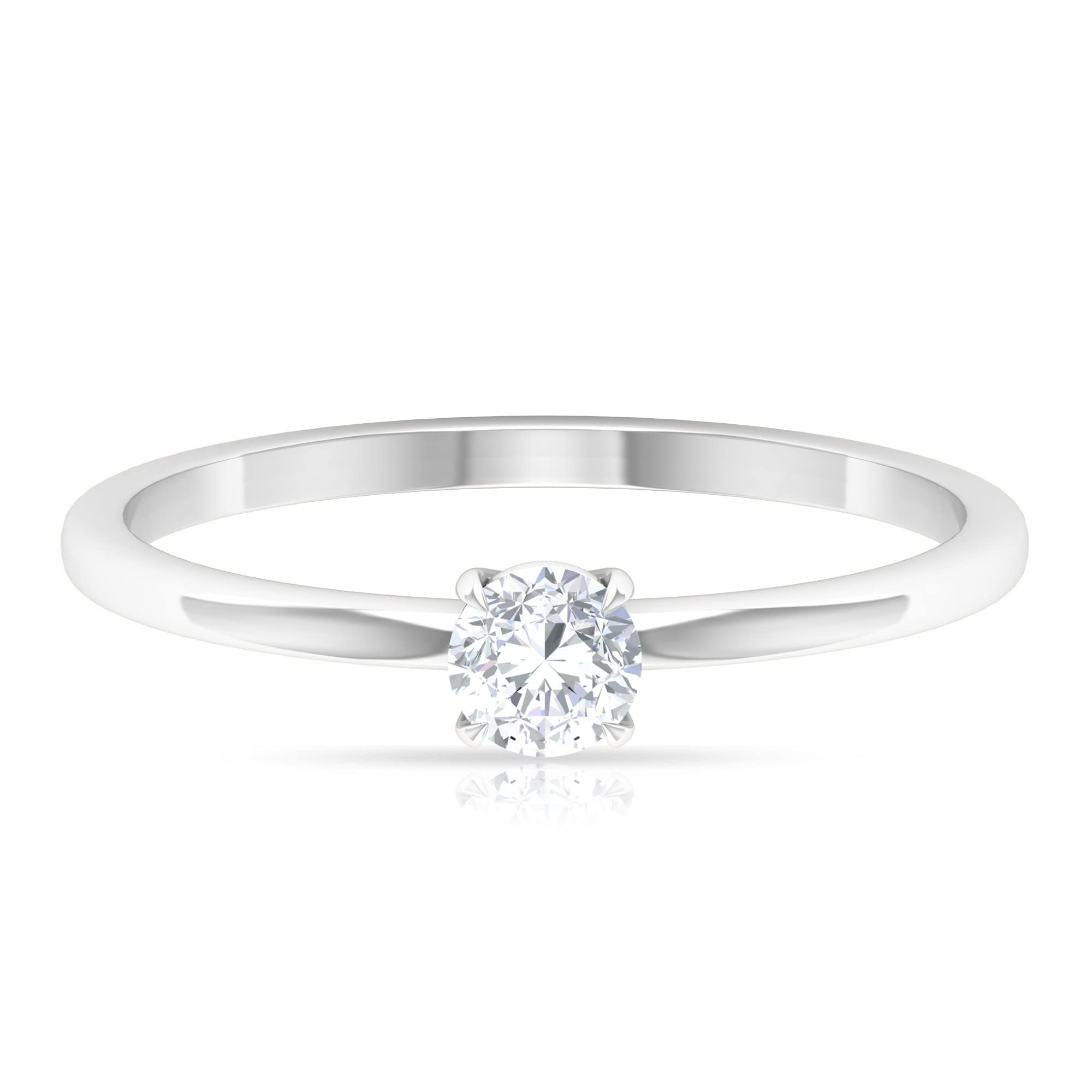 1/4 CT Zircon Gold Ring - 4MM Round Cut Solitaire Ring in 10K Solid Gold with Claw Setting | Elegant Engagement Ring, Wedding Band, Anniversary Gift for Her