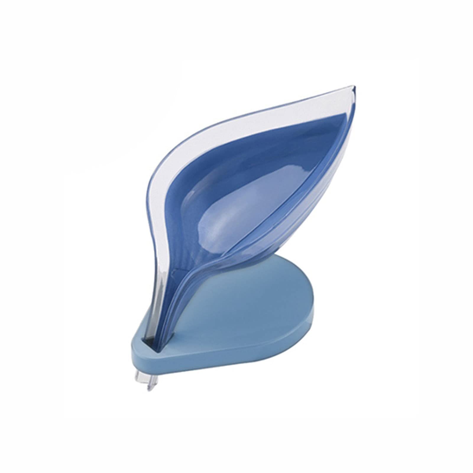 KKJJ Leaf-Shaped Soap Dish - Bathroom Soap Holder Tray for Bar Soap Storage - Durable Soap Case Organizer for Sink Countertop - Blue Bathroom Accessories - Perfect for Showers, Vanities & Guest Bathrooms