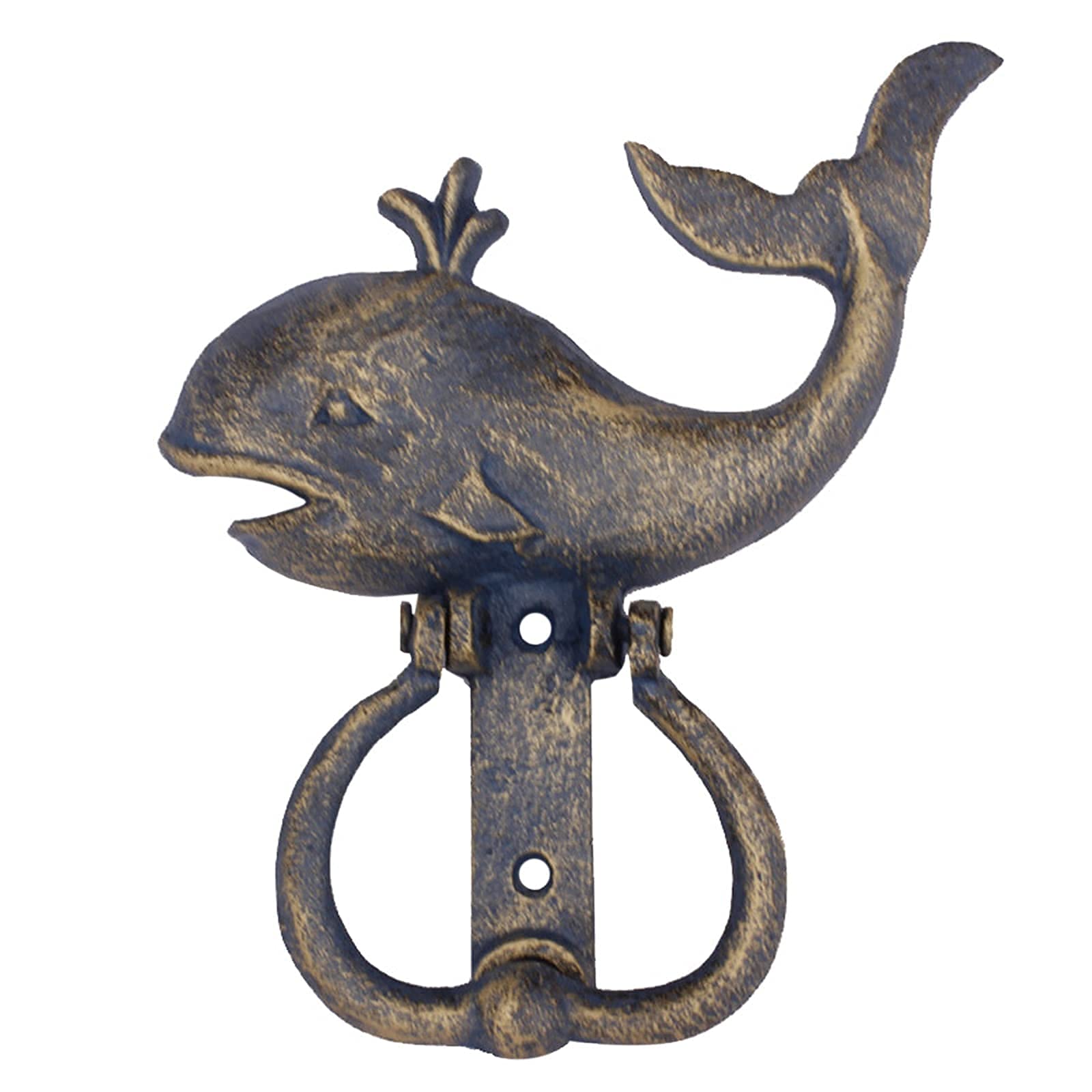 Vintage Small Whale Door Knocker - Antique Rustic Front Door Handle for Home, Patio, Backyard, Garden, Garage & Barn - Outdoor Wall Decor Accessories for Coastal & Farmhouse Style Homes