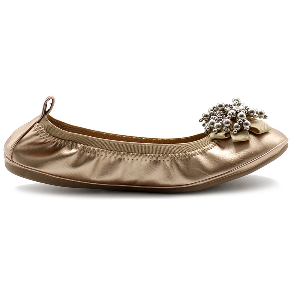 Ollio Women's Ballet Flats with Soft Sole & Silver Bead Accent - Comfortable Cute Dance Shoes for Ballet Class, Practice, and Casual Wear