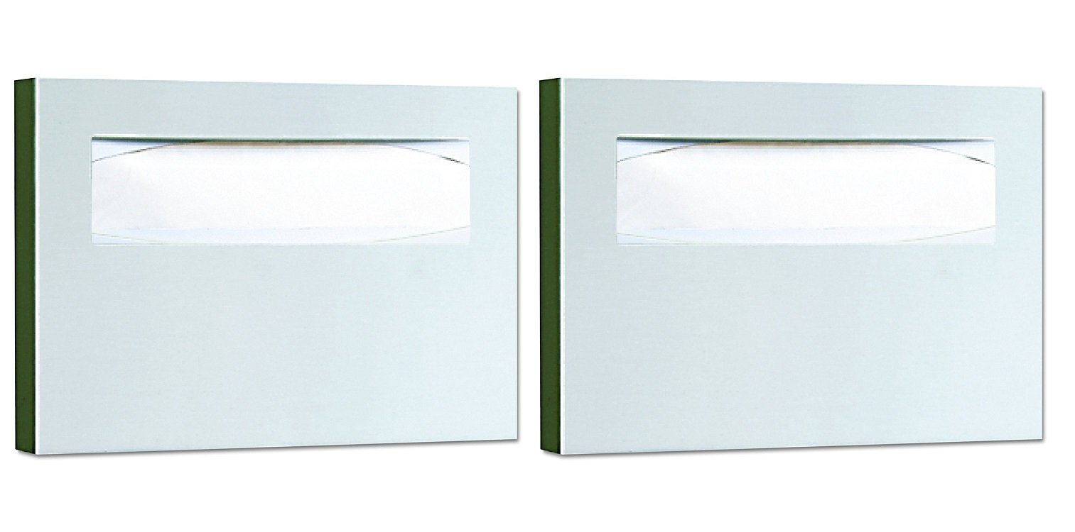 Bobrick 221 Stainless Steel Toilet Seat Cover Dispenser - 15 3/4 x 2 x 11 Inches, Satin Finish (2-Pack) - Ideal for Public Restrooms, Offices, and Commercial Facilities