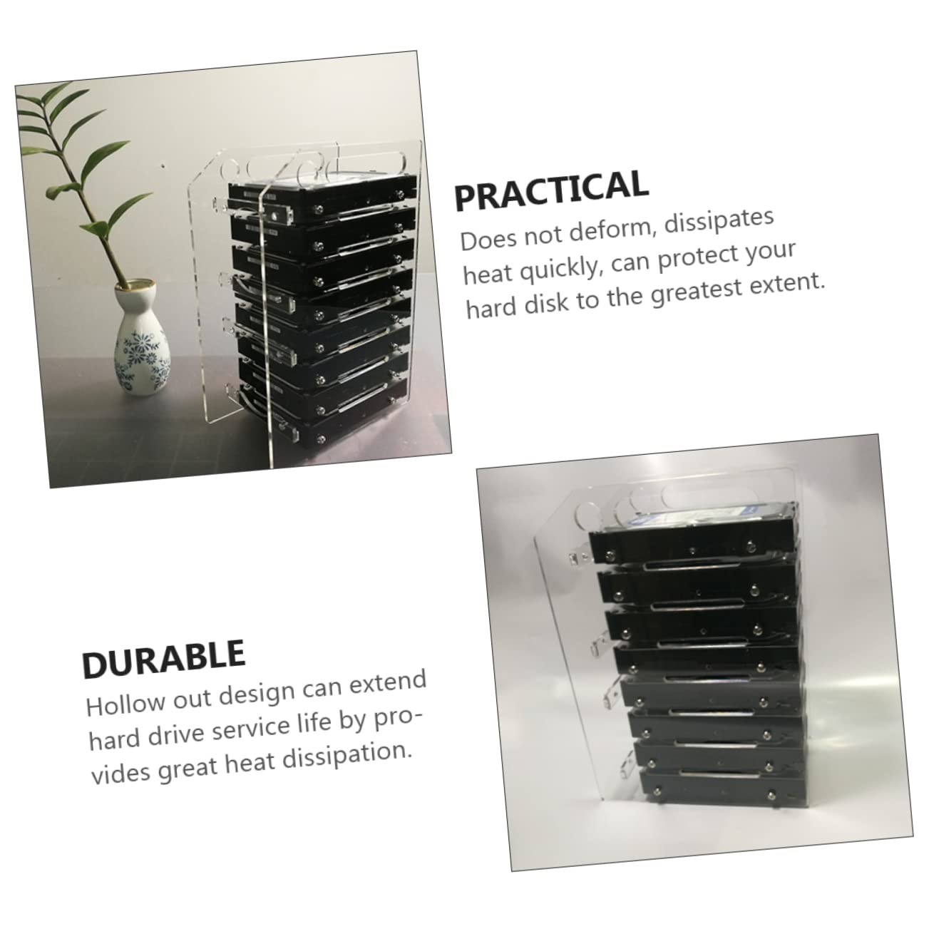 Homoyoyo 3.5 Inch HDD Holder - Multi-Layer Hard Drive Rack with Heat Dissipation for Desktop PC, NAS, Server - Easy Installation & Space Saving Storage Solution