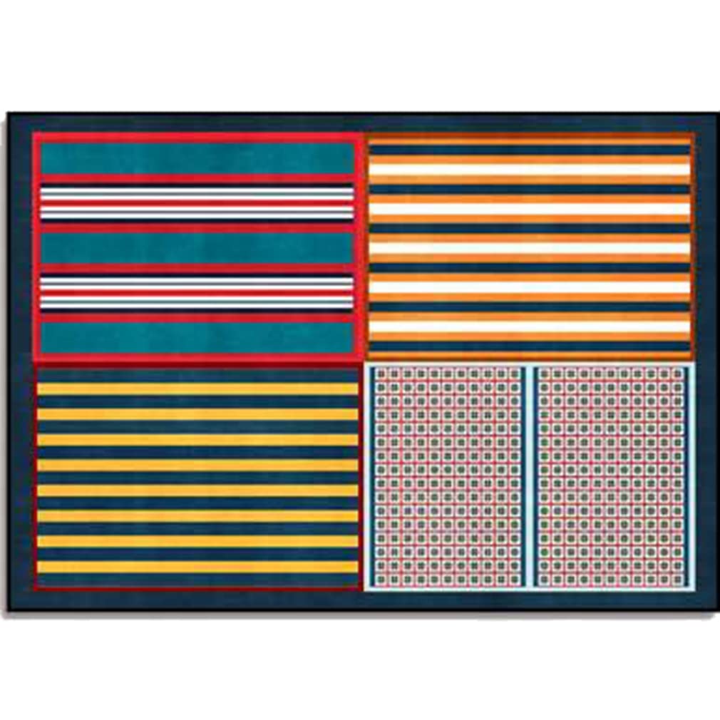 Modern Abstract Geometric Stripe Area Rug - Non-Slip Non-Shedding Indoor/Outdoor Carpet for Bedroom, Living Room, Kitchen & Entryway - 4'x7' Rectangle Runner Rug for Home Decor, Bedside & Doormat Use