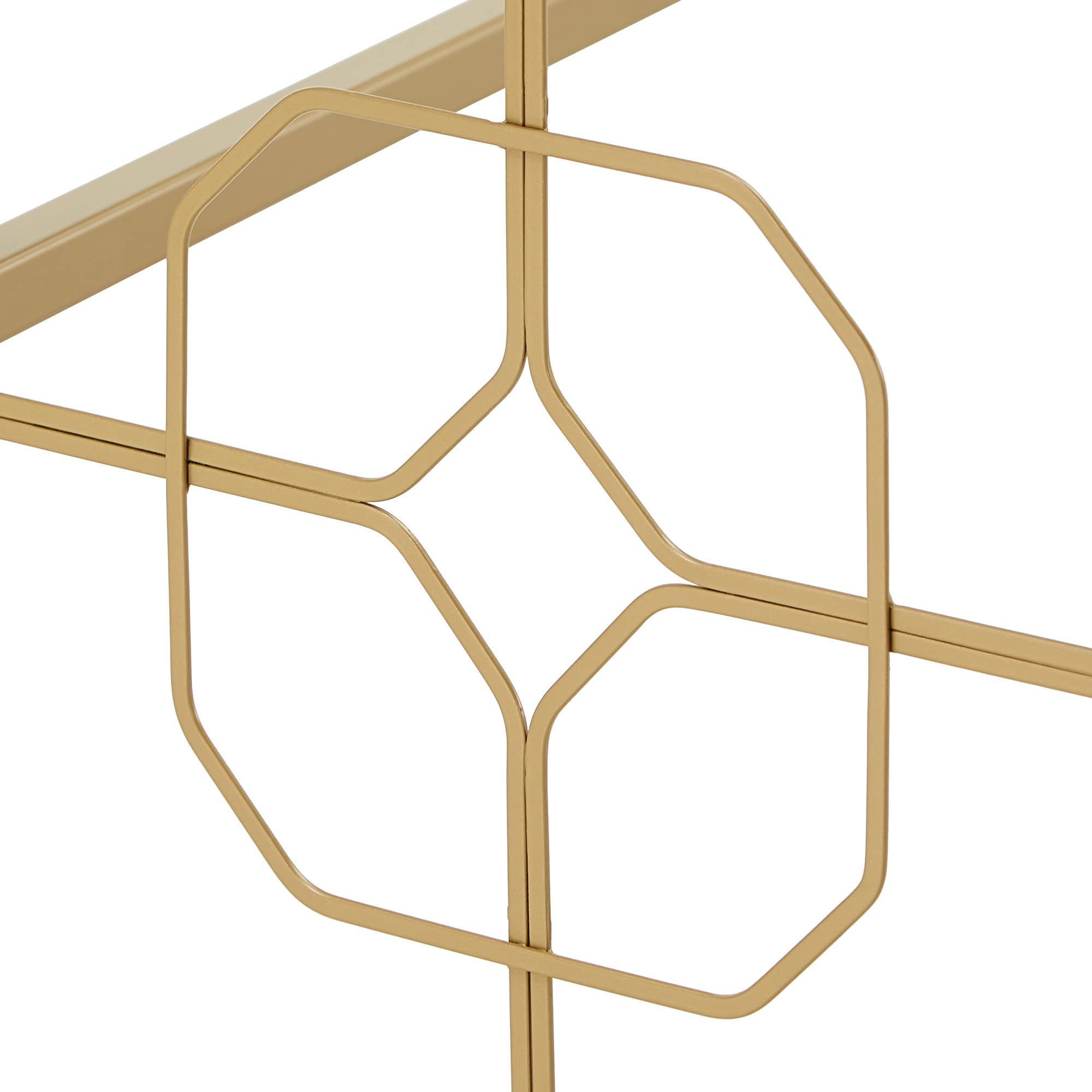 Stylish Octagon Pattern Gold Metal and Glass Desk - Modern Home Office Furniture for Work & Study