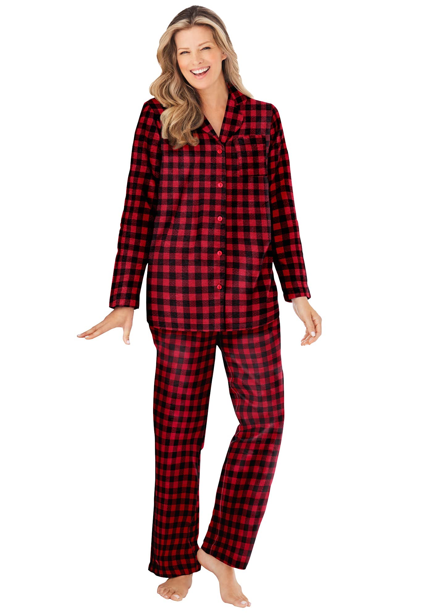 Dreams & Co. Women's Plus Size Classic Flannel Pajama Set - Soft & Cozy Sleepwear for Women - Perfect for Winter Nights, Lounging & Relaxing at Home