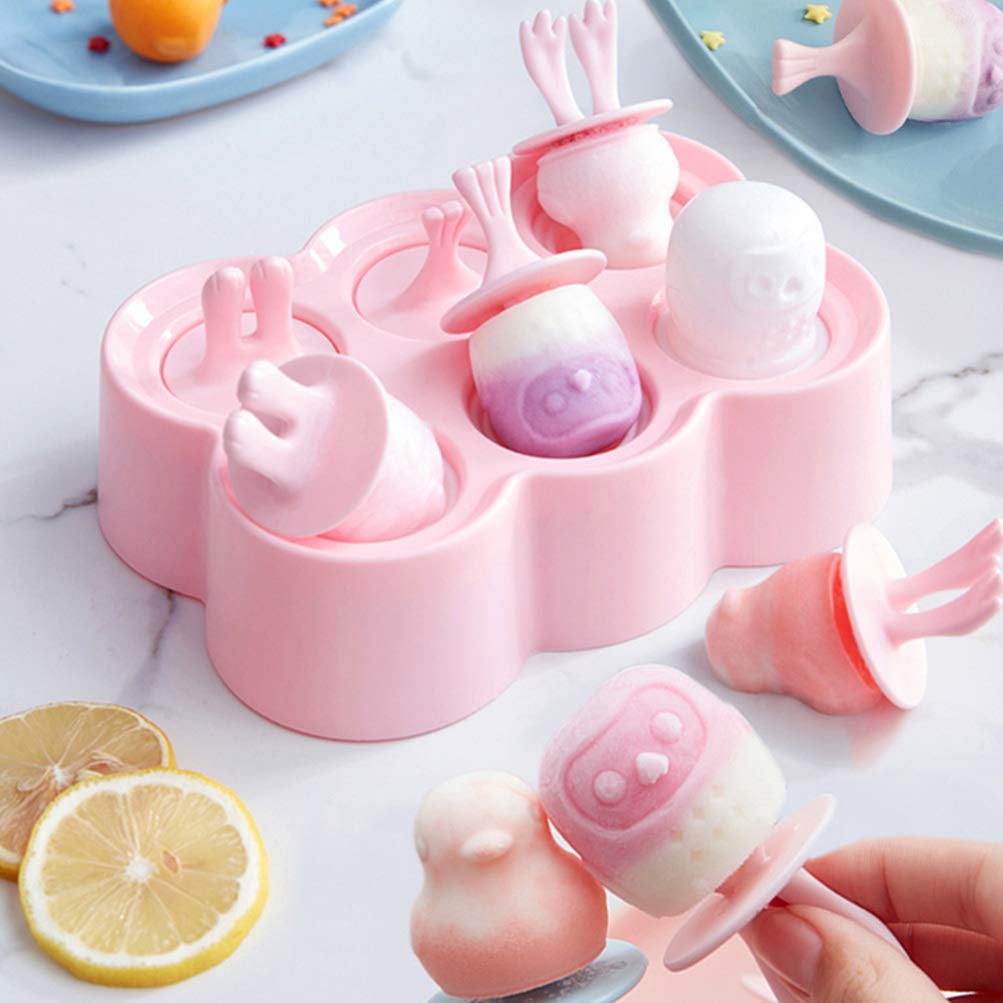 DOITOOL 4-Pack Round Silicone Ice Cube Molds with Animal Shapes - Reusable Popsicle Molds for Homemade Ice Cream, DIY Ice Pops, and Colorful Frozen Treats - Perfect for Parties, Summer Snacks, and Kids' Desserts