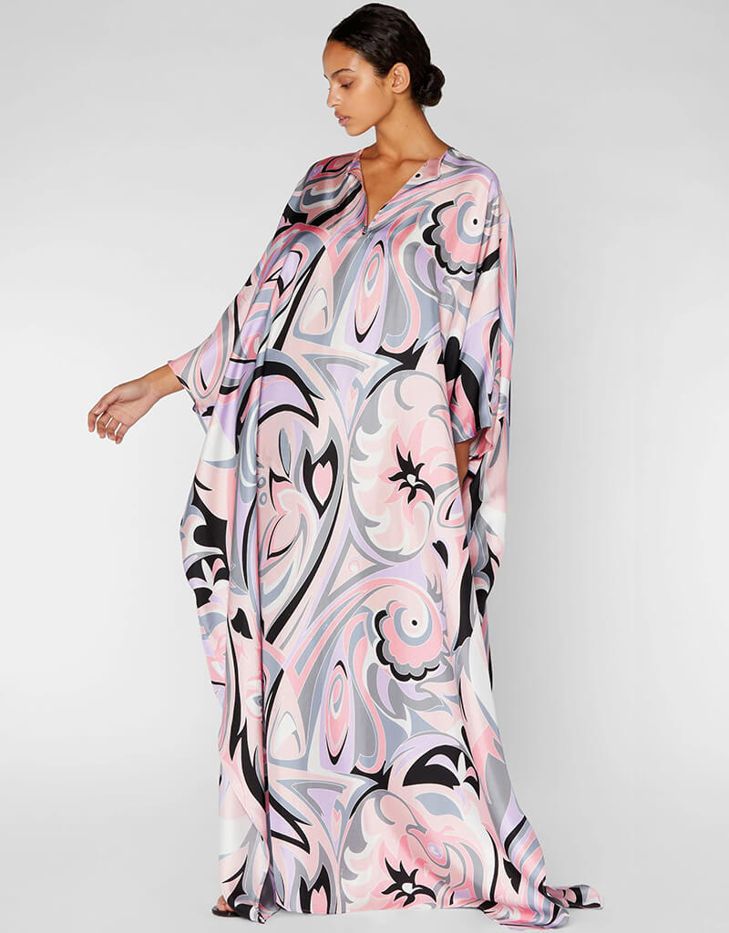 Stylish Pink Digital Printed Maxi Dress - Designer Kaftan for Women | Perfect for Beach, Vacation & Summer Outfits