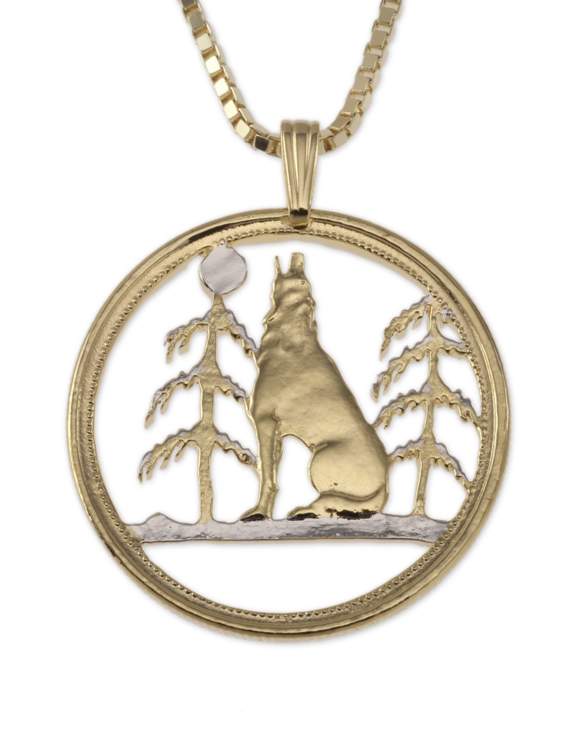 Handmade Wolf Pendant Necklace with Genuine Canada 50 Cents Coin - Unique Nature Inspired Jewelry for Men & Women - Perfect for Outdoor Adventures, Gifts & Spiritual Protection