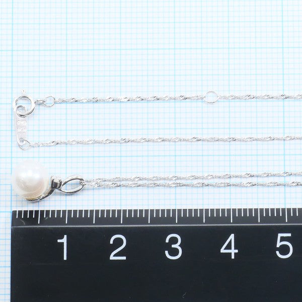 18K White Gold Pearl Diamond Necklace for Women - Elegant Bridal Jewelry Gift for Wedding, Anniversary & Special Occasions