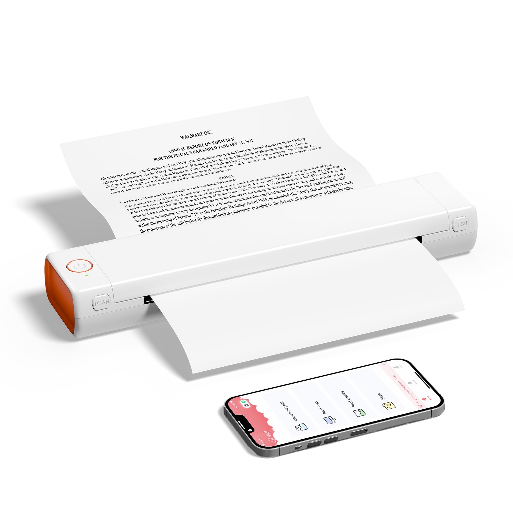PhoFuta M08F Bluetooth Thermal Printer - Portable Mini Travel Printer for iOS & Android - No Ink Needed, Uses Copy Paper & A4 Inkless Paper - Perfect for Receipts, Labels, Travel Documents & On-the-Go Printing