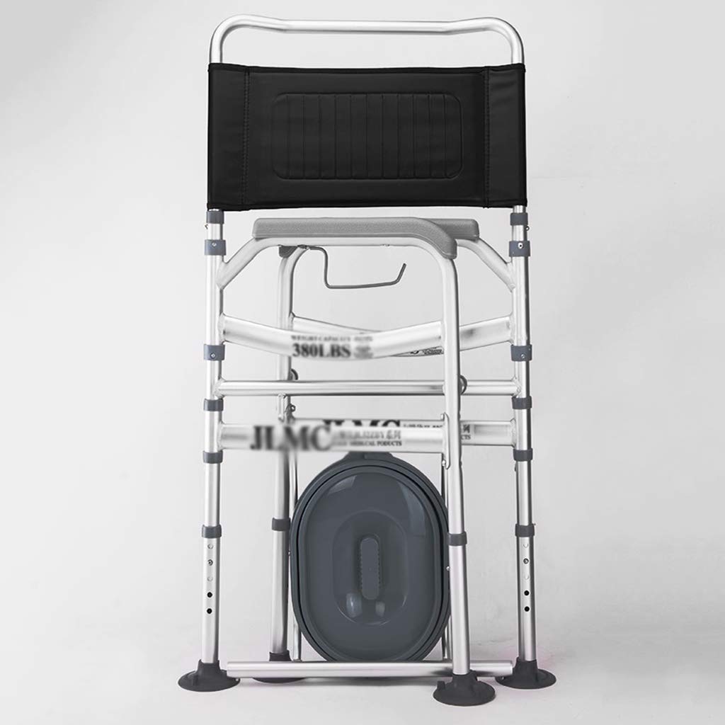 Adjustable Height Medical Commode Chair with Padded Seat & Safety Rails - Folding Bedside Toilet Shower Chair for Elderly, Disabled & Pregnant Women | Home Care, Post-Surgery Recovery & Bathroom Safety Aid