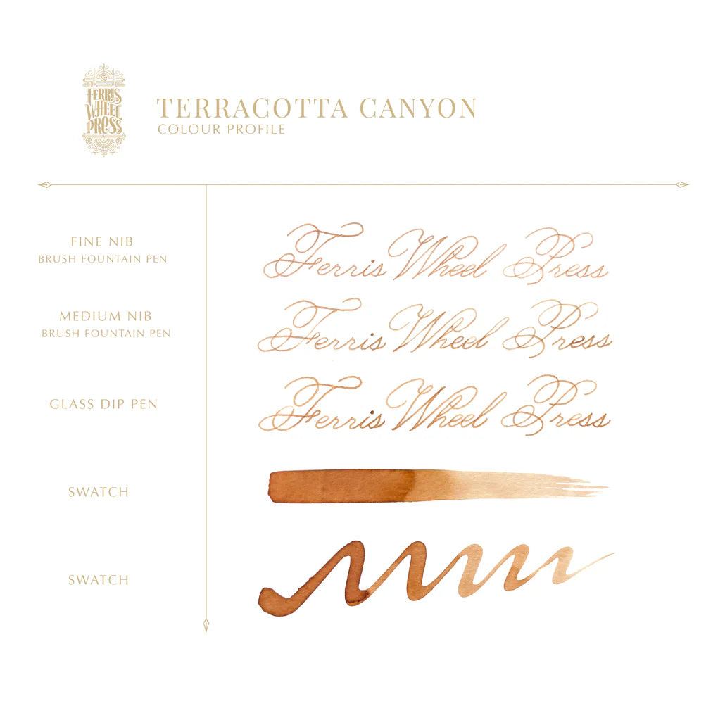 38ml Terracotta Canyon Ink - Premium Waterproof Calligraphy Ink for Fountain Pens, Dip Pens & Art Projects - Perfect for Lettering, Drawing & Creative Writing