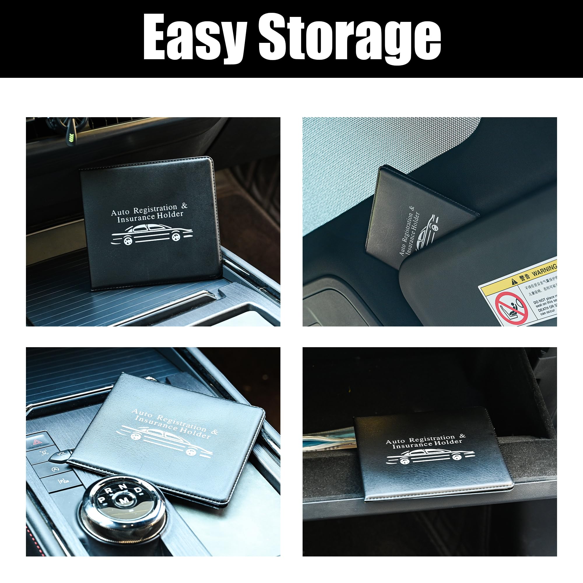 Pacific Mailer 2-Pack Auto Registration & Insurance Card Holder - Waterproof Car Document Organizer for Glove Box, ID & License Holder - Perfect for Vehicle Registration, Insurance Cards & Essential Documents (Black) - Ideal for Car, Truck, RV & Motorcycle Organization