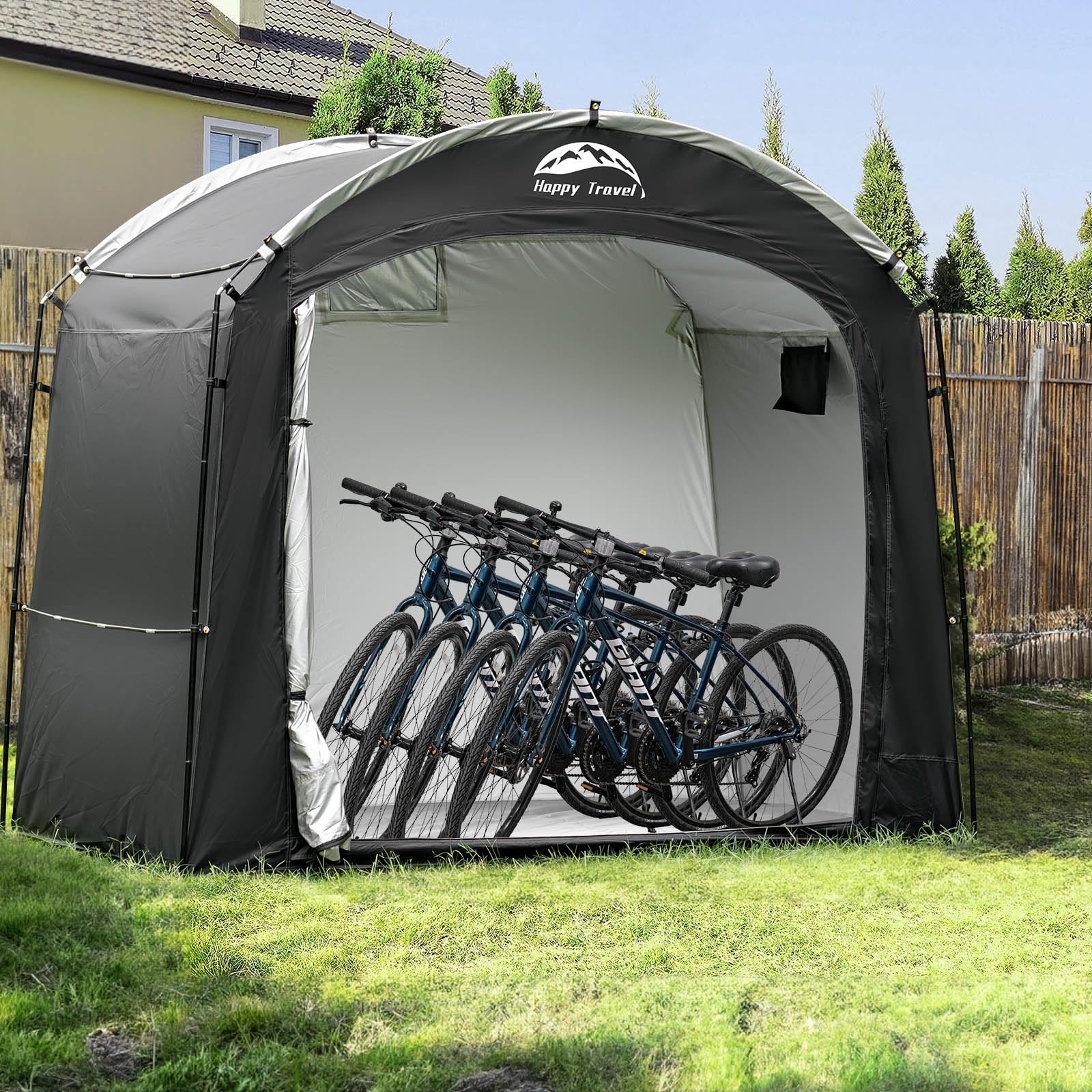 Waterproof Bike Storage Shed Tent - Portable Bicycle Cover with 30% Extra Top Space for 2/3/4/5 Bikes | Easy Setup with Clips | Outdoor Shelter for Motorcycles, Garden Tools & Lawn Mowers | Perfect for Garage, Backyard & Camping Storage