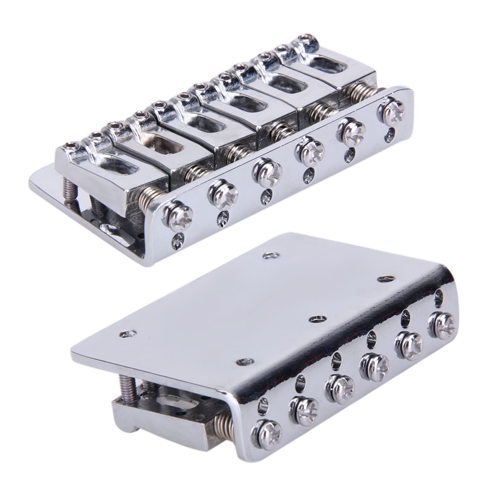 6 Saddle Hardtail Bridge for Electric Guitar - Top Load Fixed Metal Tailpiece (Silver) | Perfect for Replacement & DIY Guitar Upgrades | Ideal for Rock, Blues & Metal Players