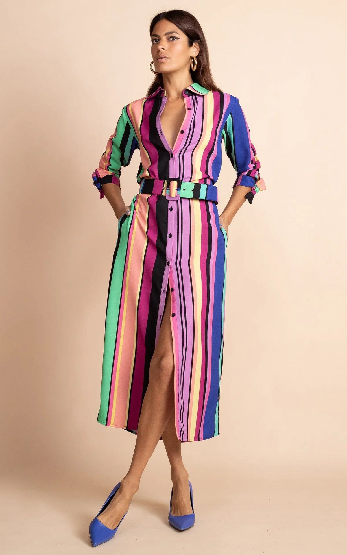 Alva Striped Dress for Women | Multi-Color Summer Casual Dress | Perfect for Beach, Vacation & Everyday Wear