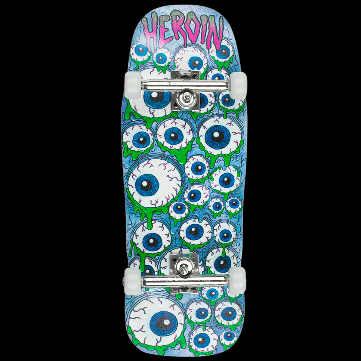 Heroin Skateboards Close Up Fingerboard Complete - Mutant Eyeballer Design | Mini Skateboard for Tricks & Collectibles | Perfect for Skaters & Fingerboard Enthusiasts
