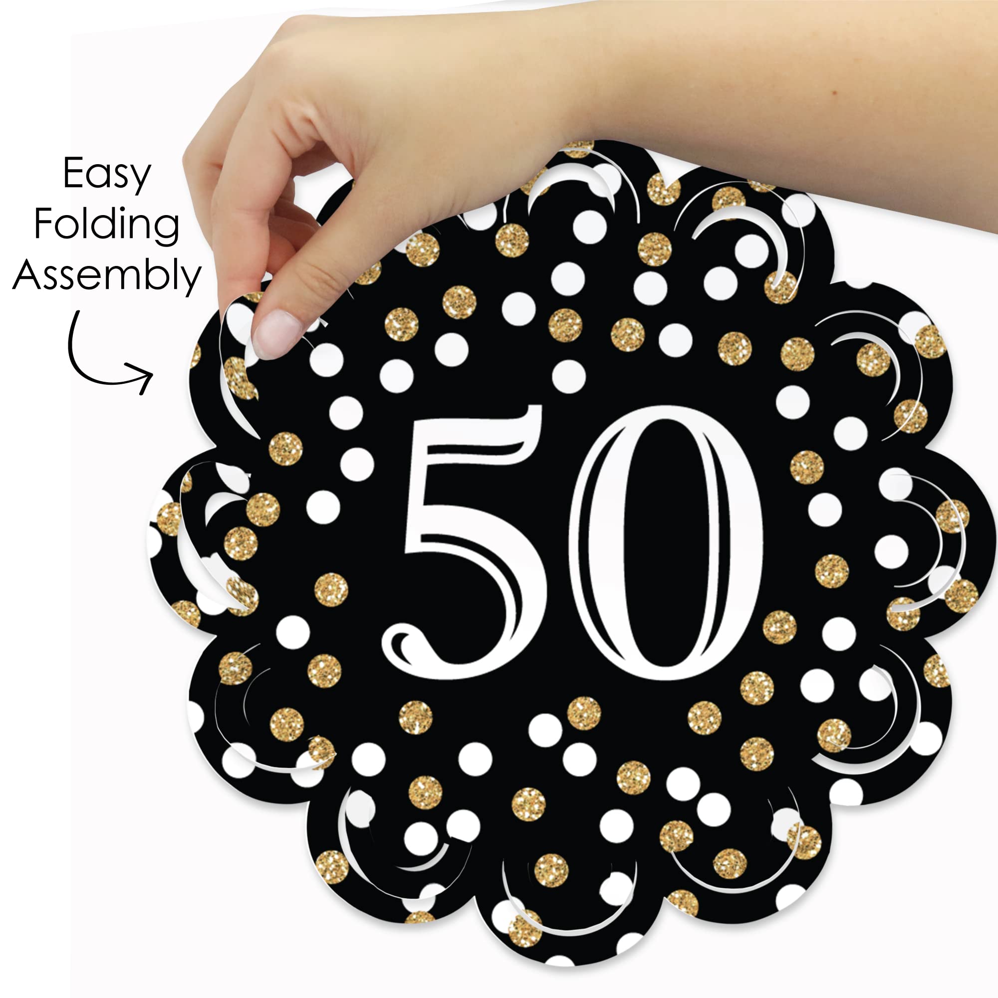 Big Dot of Happiness Gold 50th Birthday Party Decorations - Round Table Paper Chargers - Set of 12 Place Settings for Elegant Adult Celebrations & Milestone Events