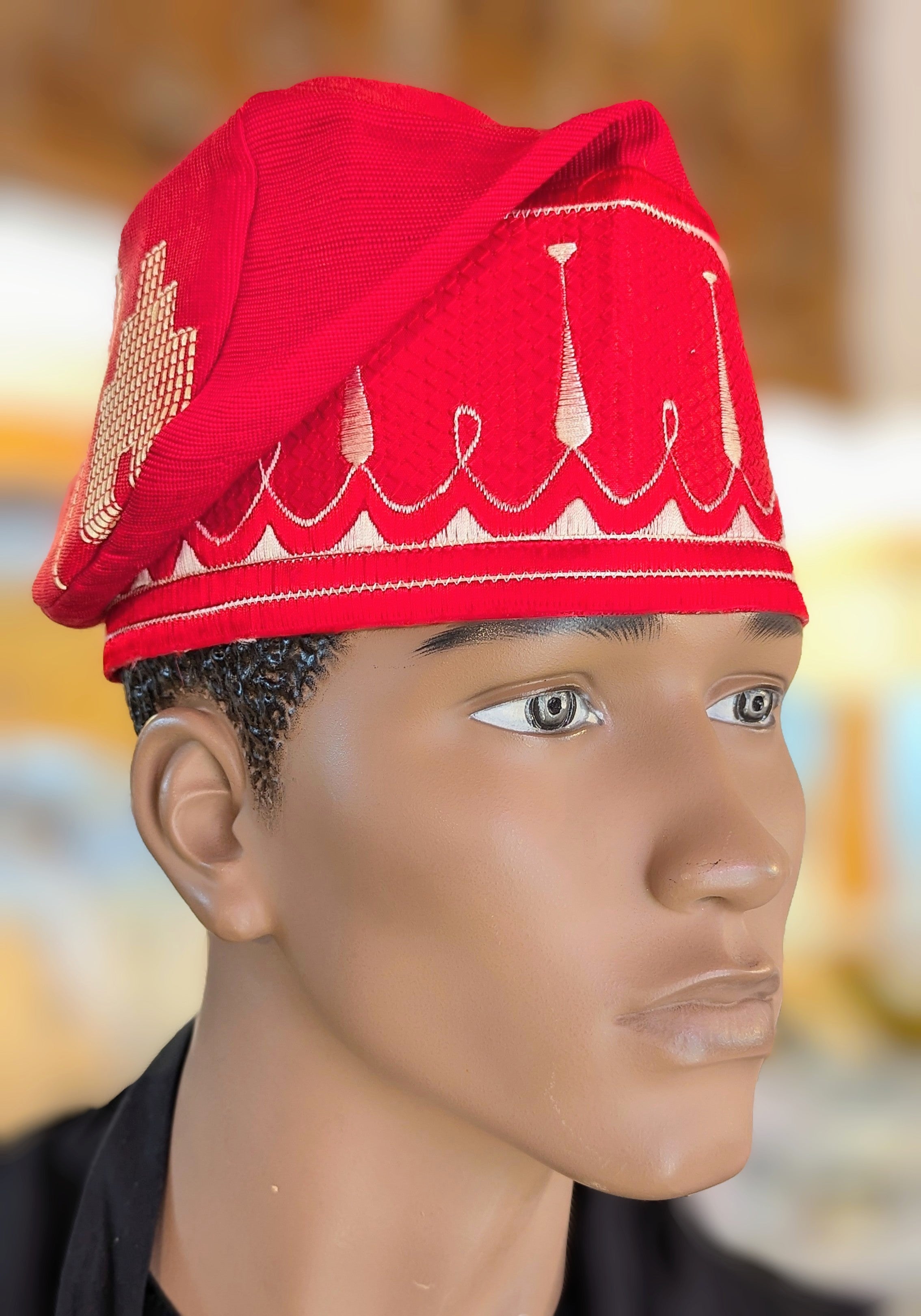 Dupsie's African Fila Aso Gbogbo Aso Oke Cufi Cap Hat - Handmade Nigerian Traditional Headwear for Men & Women - Perfect for Weddings, Cultural Events, and Everyday Fashion