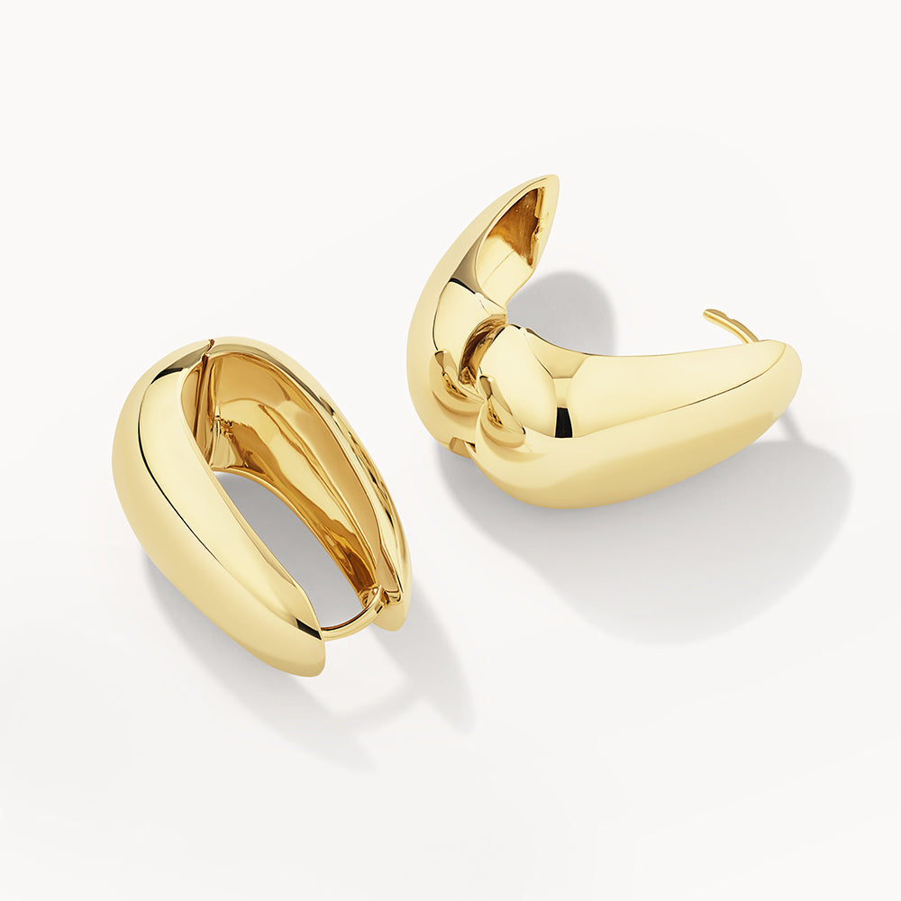 Gold Drop Dome Hoop Earrings - Elegant Dangle Earrings for Women, Perfect for Parties, Weddings & Everyday Wear