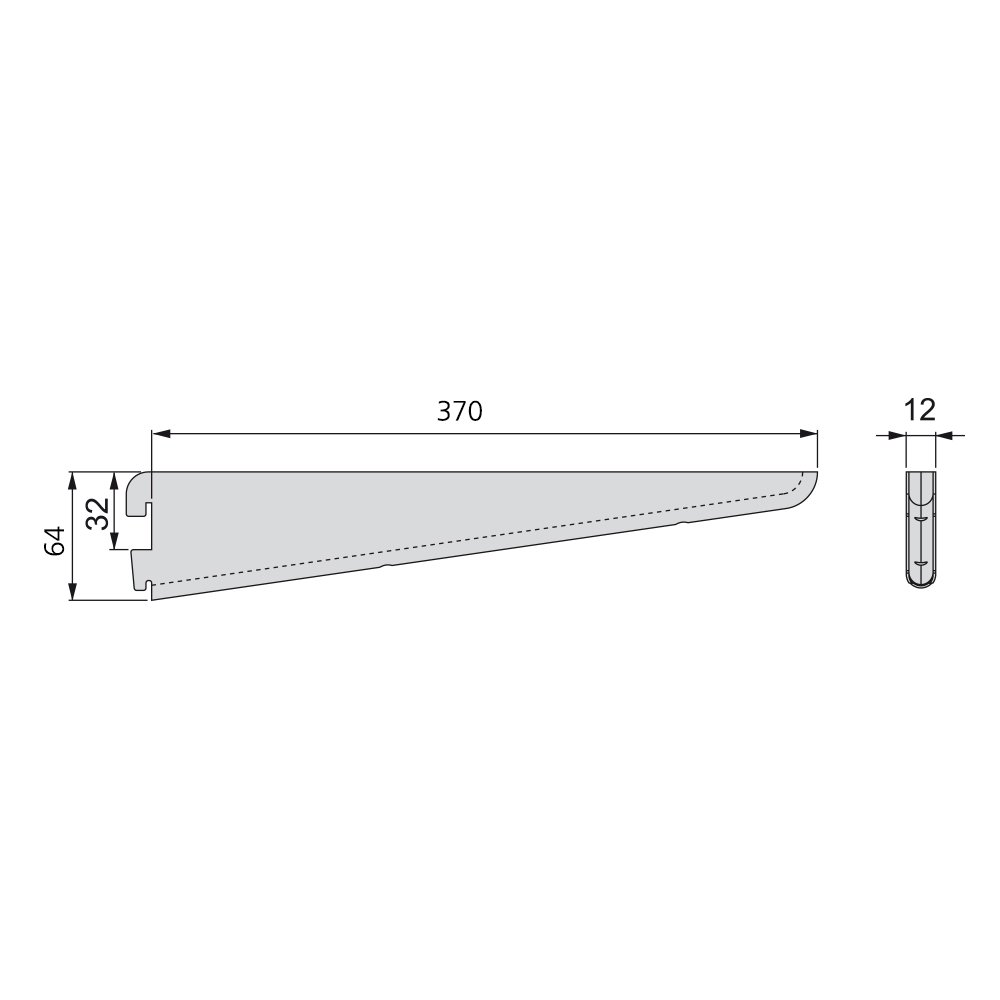 White 370mm Shelf Brackets for 32mm Twin Slot Wall Rail - Heavy Duty Set of 20 - Perfect for Garage Storage, Closet Organization & Retail Displays