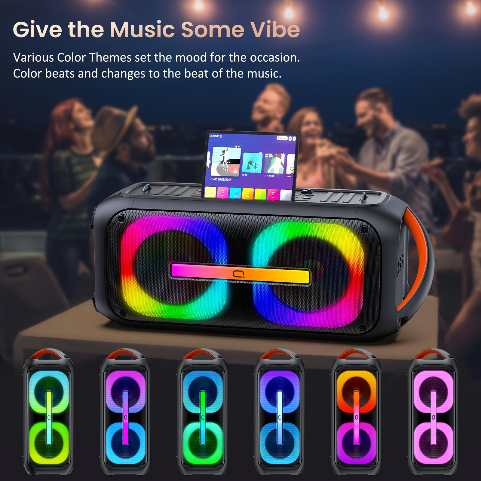 JYX Karaoke Machine with 2 Wireless Microphones - Portable Bluetooth Party Speaker with TWS Stereo, Deep Bass & Dual 60W Subwoofers (400W Peak) - Perfect for Home Karaoke, Outdoor Parties & Live Performances