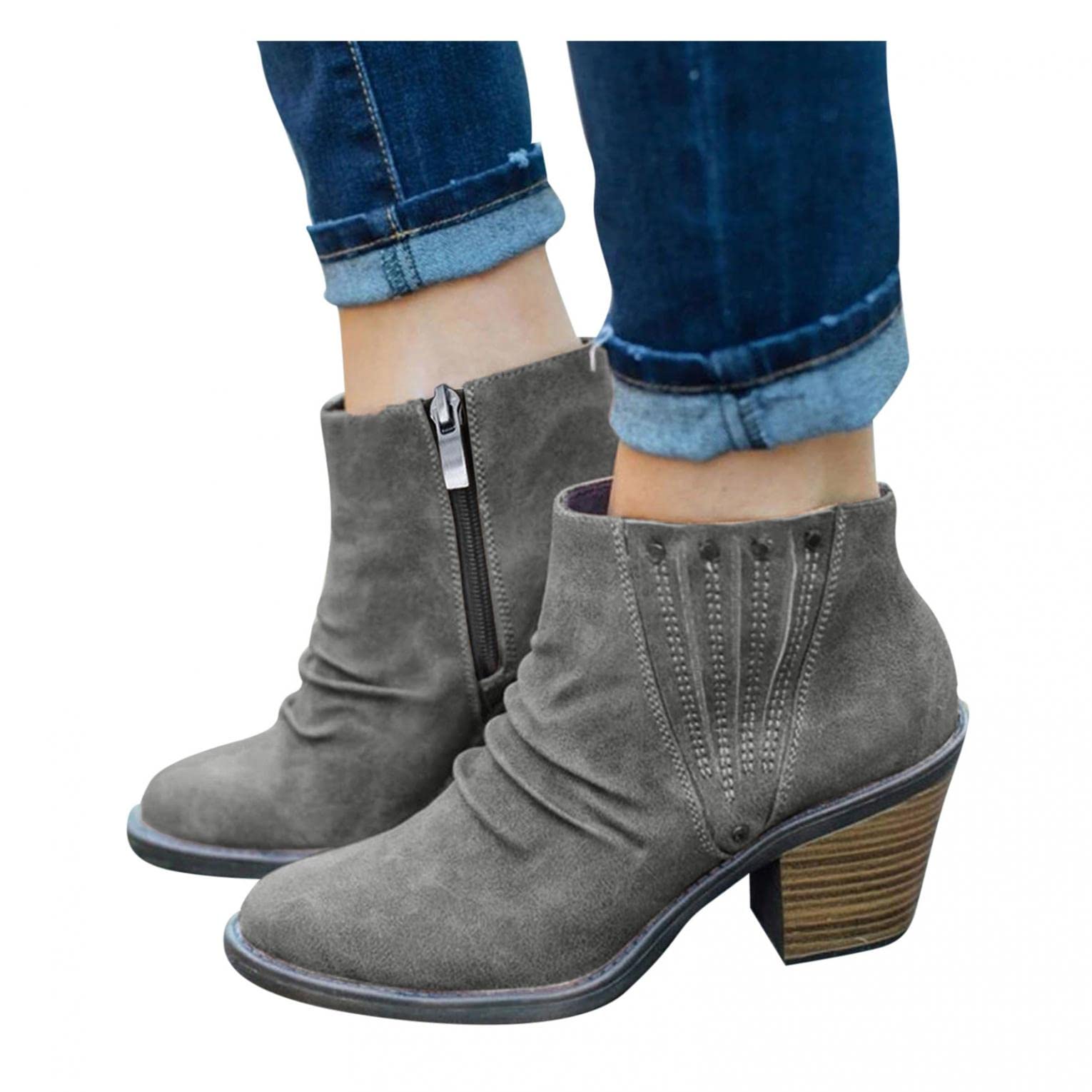 NOLDARES Women's Thigh High Buckle Stretch Wedge Boots with Side Zipper - Block Heel Slip-On Over The Knee Boots for Casual Wear, Night Out & Party Outfits