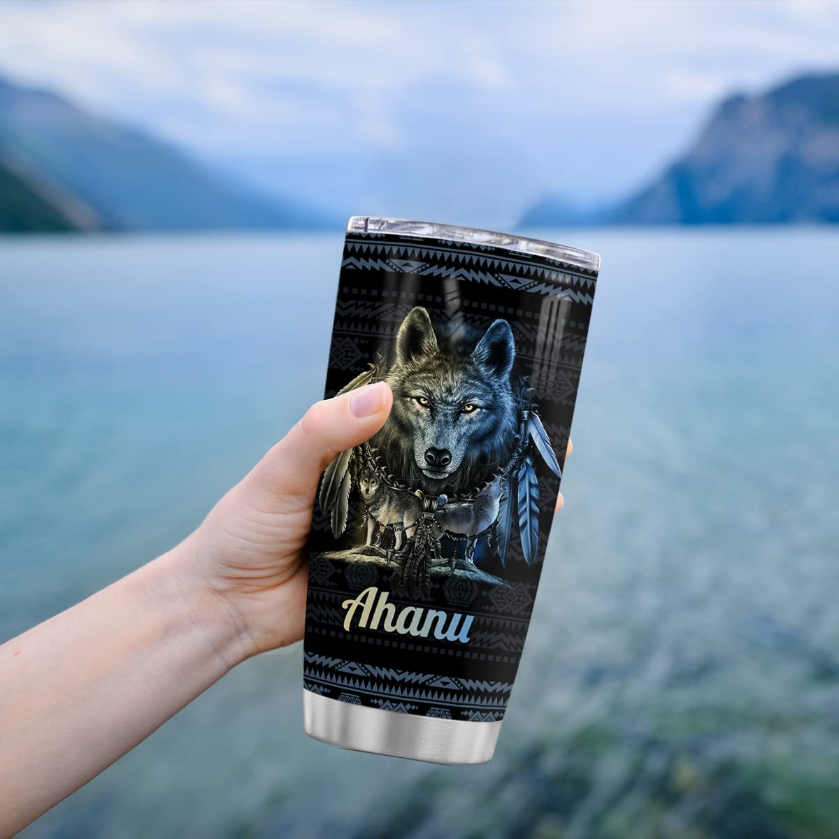 Winorax Wolf Dream Catcher Tumbler - 20oz & 30oz Stainless Steel Travel Mug with Native American Design, Personalized Hippie Wolf Gift for Men & Women | Birthday, Christmas Inspirational Present | Perfect for Camping, Hiking & Outdoor Adventures