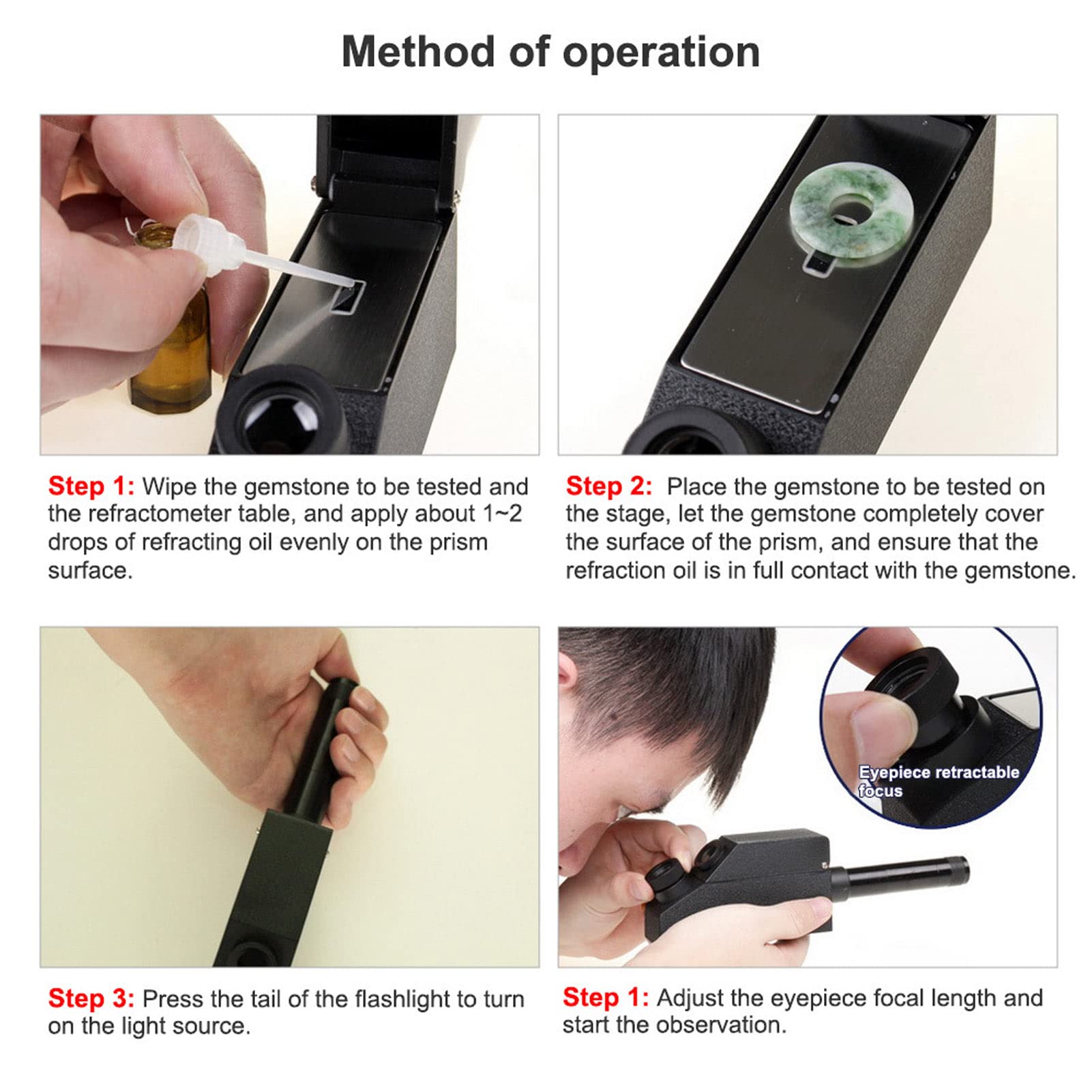 Professional Gemstone Refractometer 1.30-1.81 RI - Portable Jewelry Tester Tool for Gem Identification & Refractive Index Measurement - Perfect for Jewelers, Gemologists & Lapidary Enthusiasts (Ideal for Gem Shows, Jewelry Making & Stone Authentication)