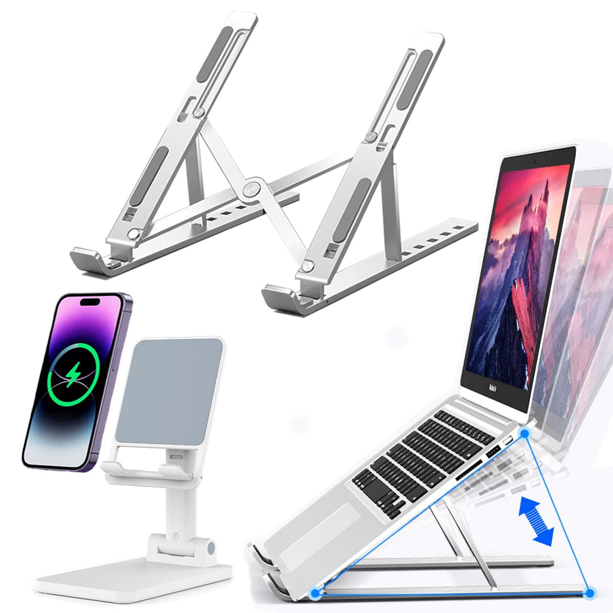 Ventilated Laptop Stand for 17 Inch MacBook Pro & iPad - Adjustable PC Laptop Desk Holder with Cooling Design, Perfect for Home Office, Gaming, and Study